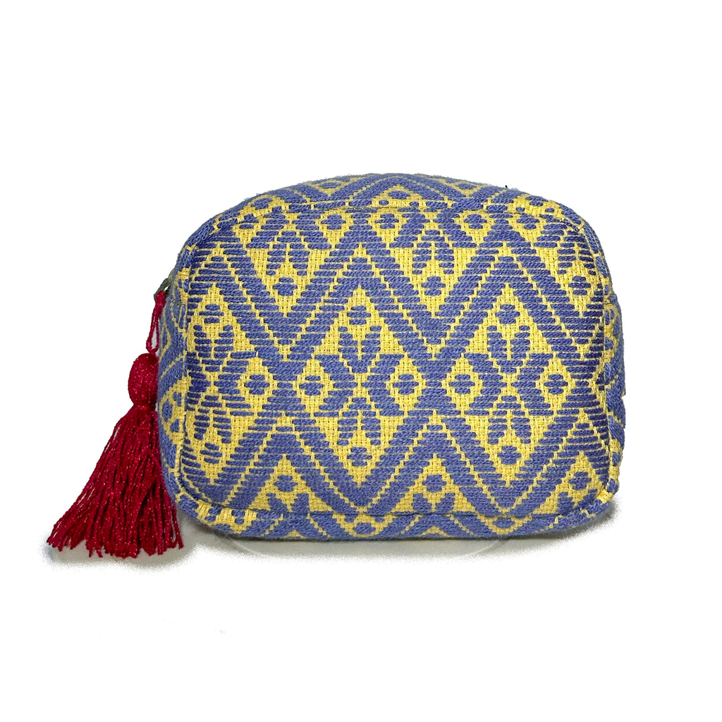 Cosmetiquera Bordado a mano "Rosalía" – Azul – Raízal