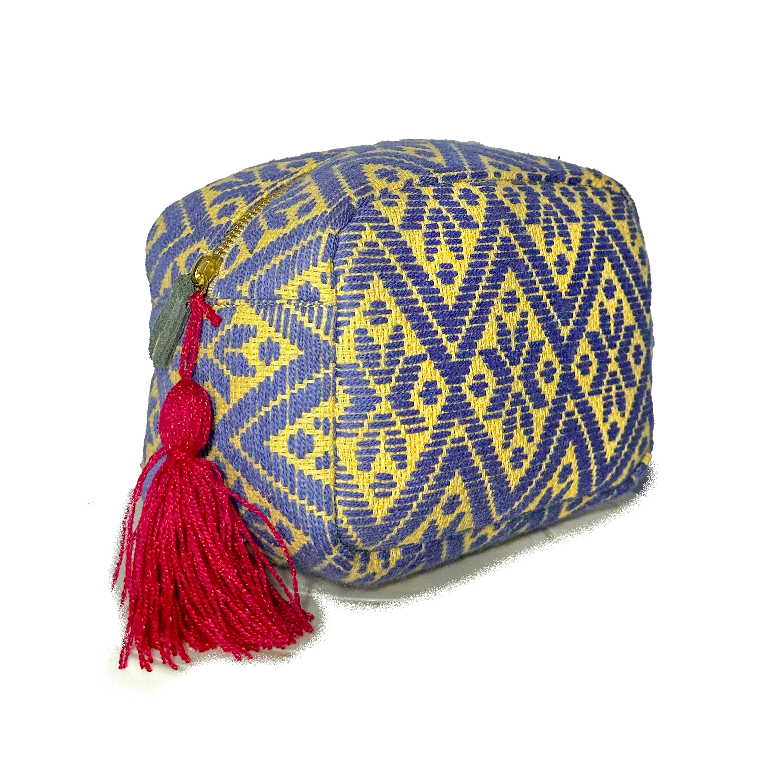 Cosmetiquera Bordado a mano "Rosalía" – Azul – Raízal