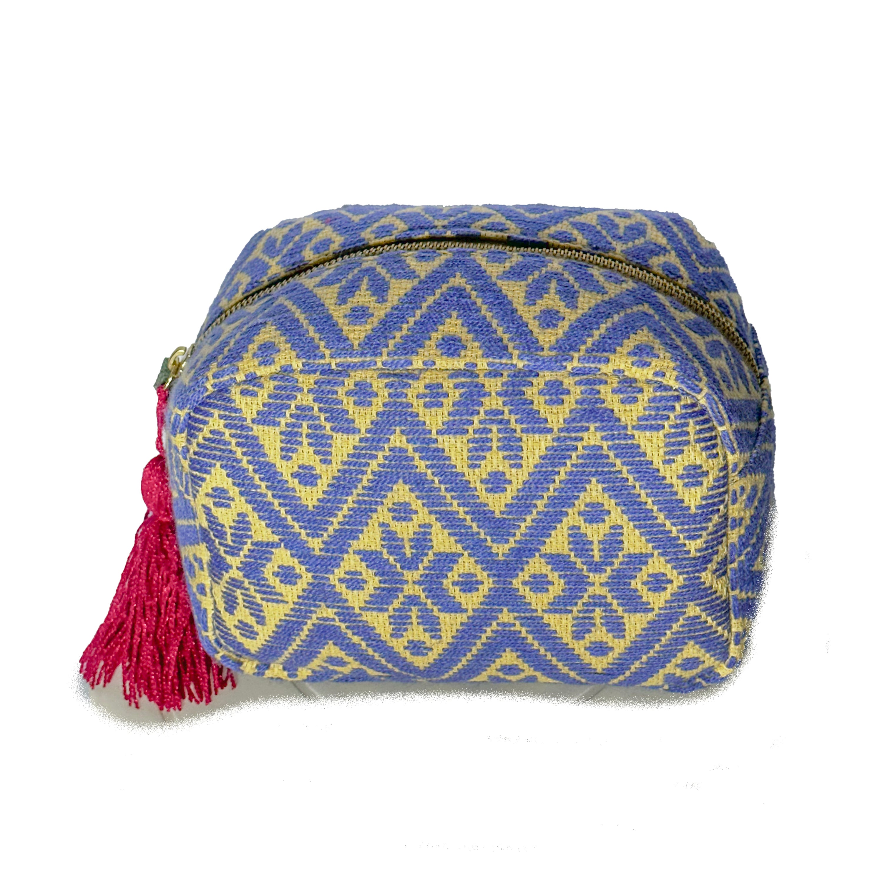 Cosmetiquera Bordado a mano "Rosalía" – Azul – Raízal