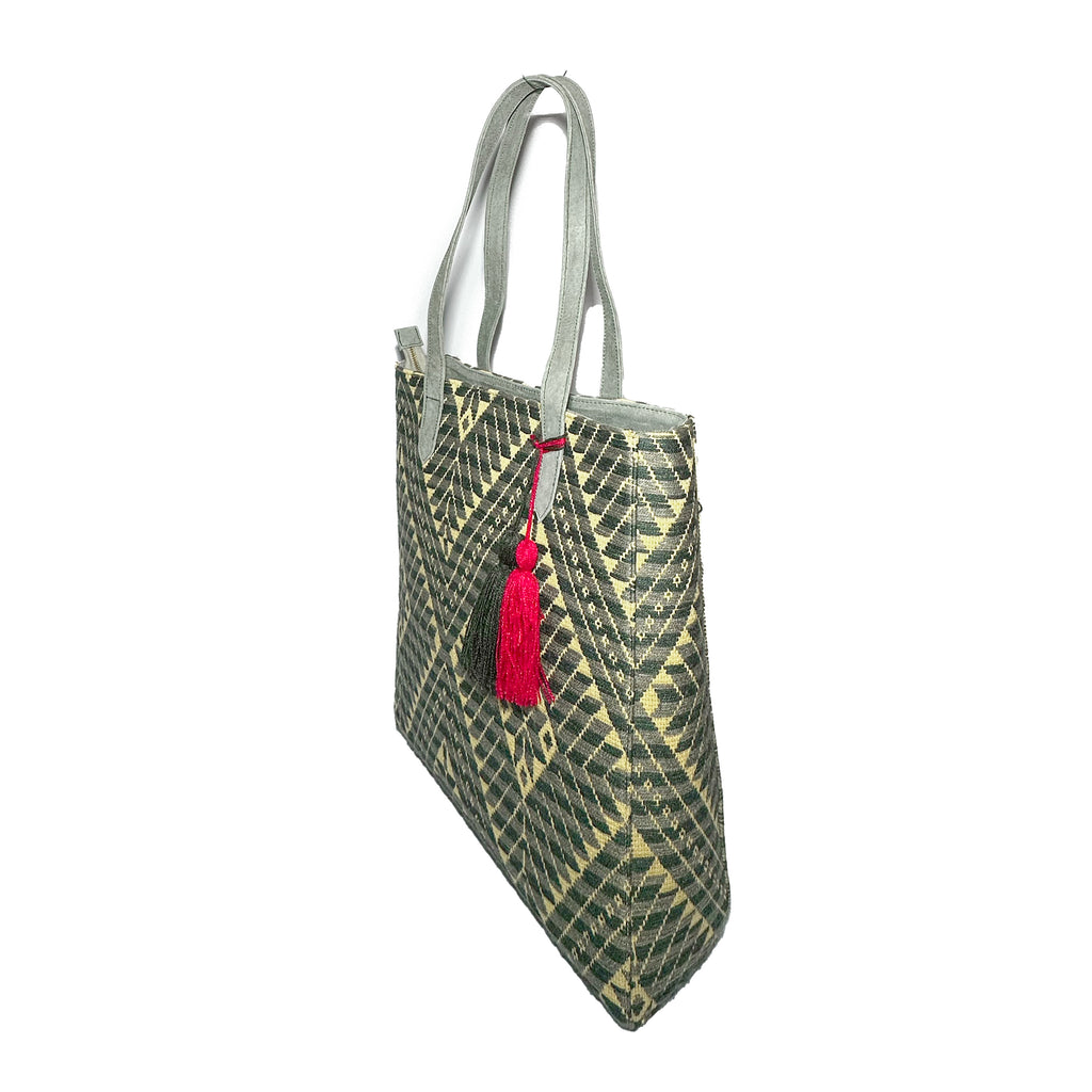 Bolsa tipo Tote Bordado a Mano "Valentina" – Gris – Raízal