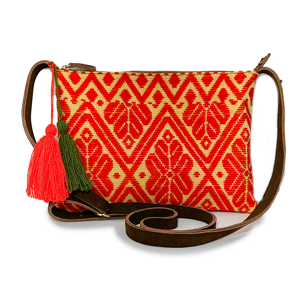Crossbody Bordado a Mano "Vicenta" – Naranja – Raízal