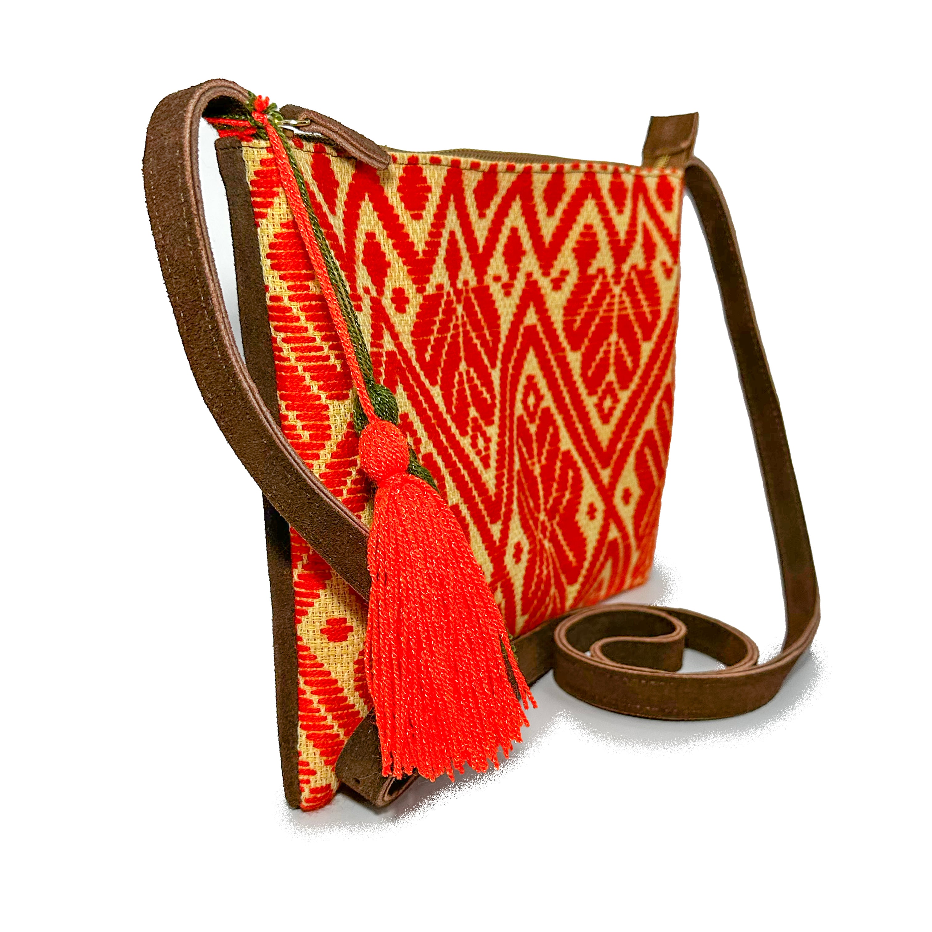 Crossbody Bordado a Mano "Vicenta" – Naranja – Raízal