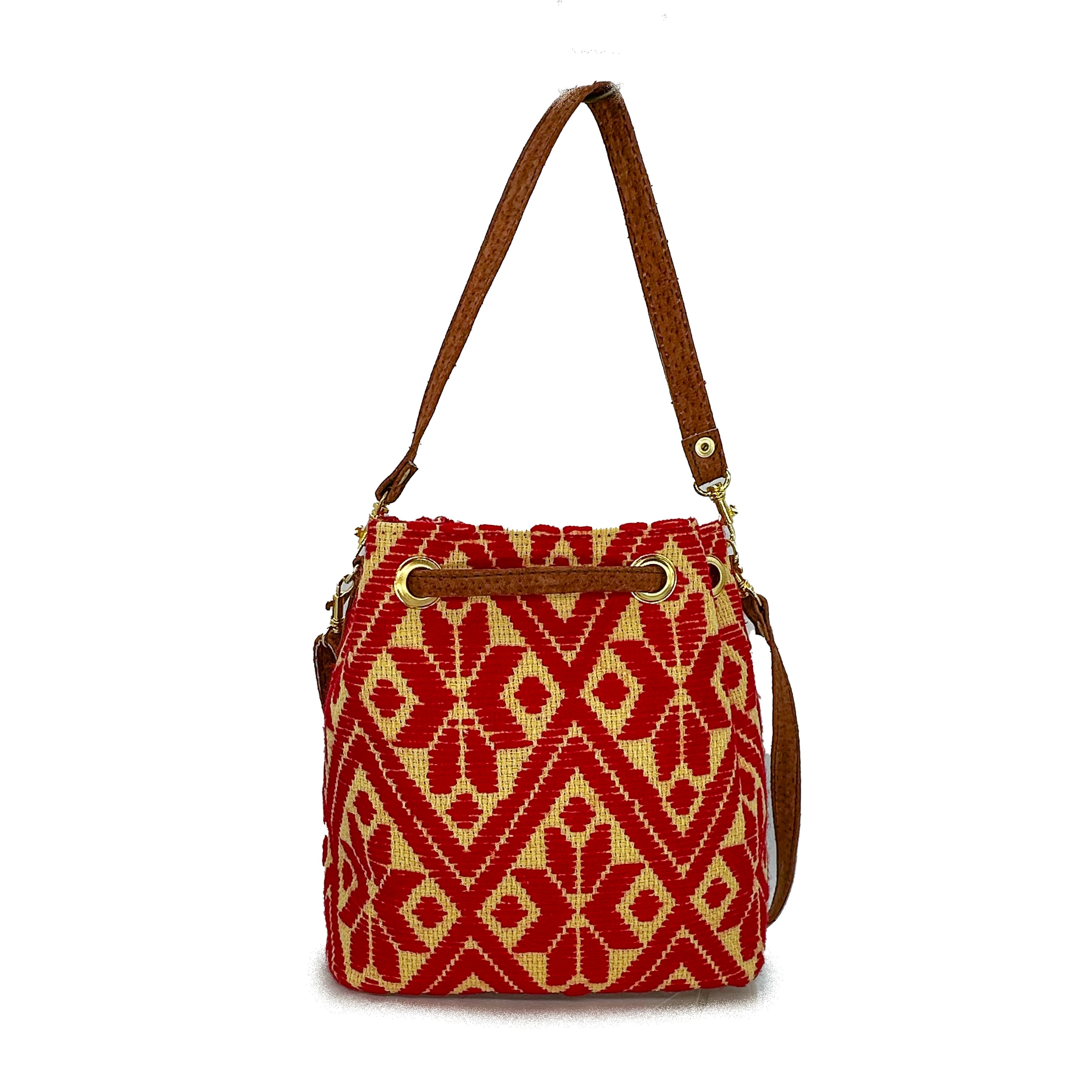Bolsa tipo Bucket Bordado a Mano "Mariana" – Roja – Raízal