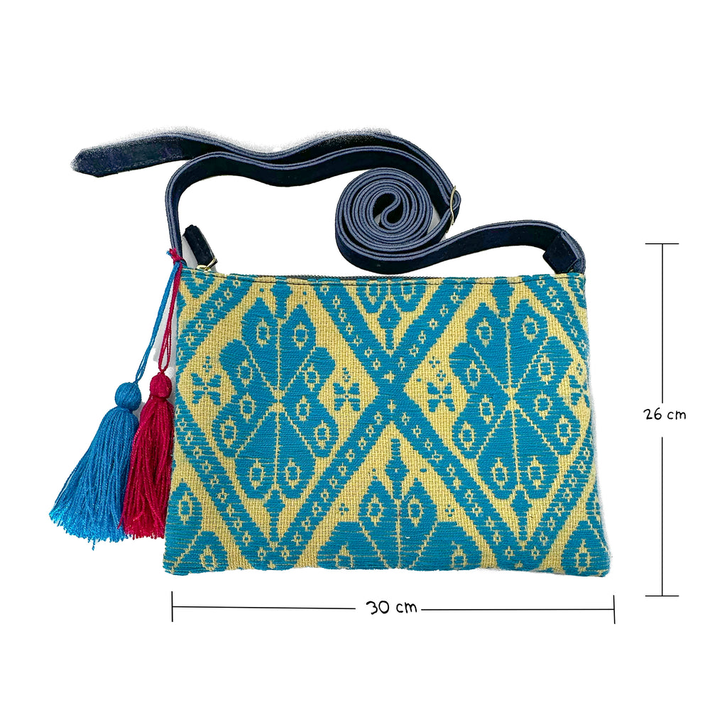 Crossbody Bordado a Mano "Vicenta" – Azul – Raízal