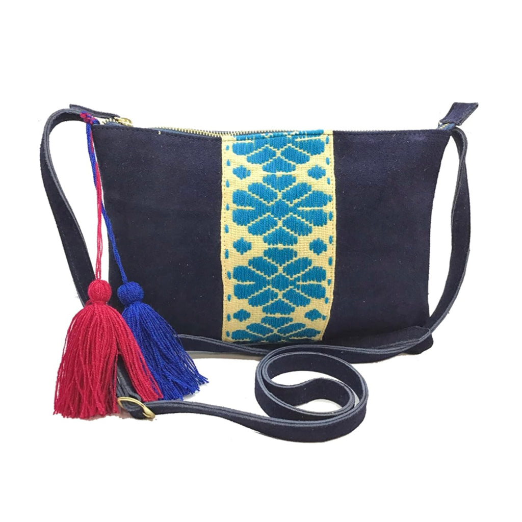Crossbody Bordado a Mano "Vicenta" – Azul – Raízal