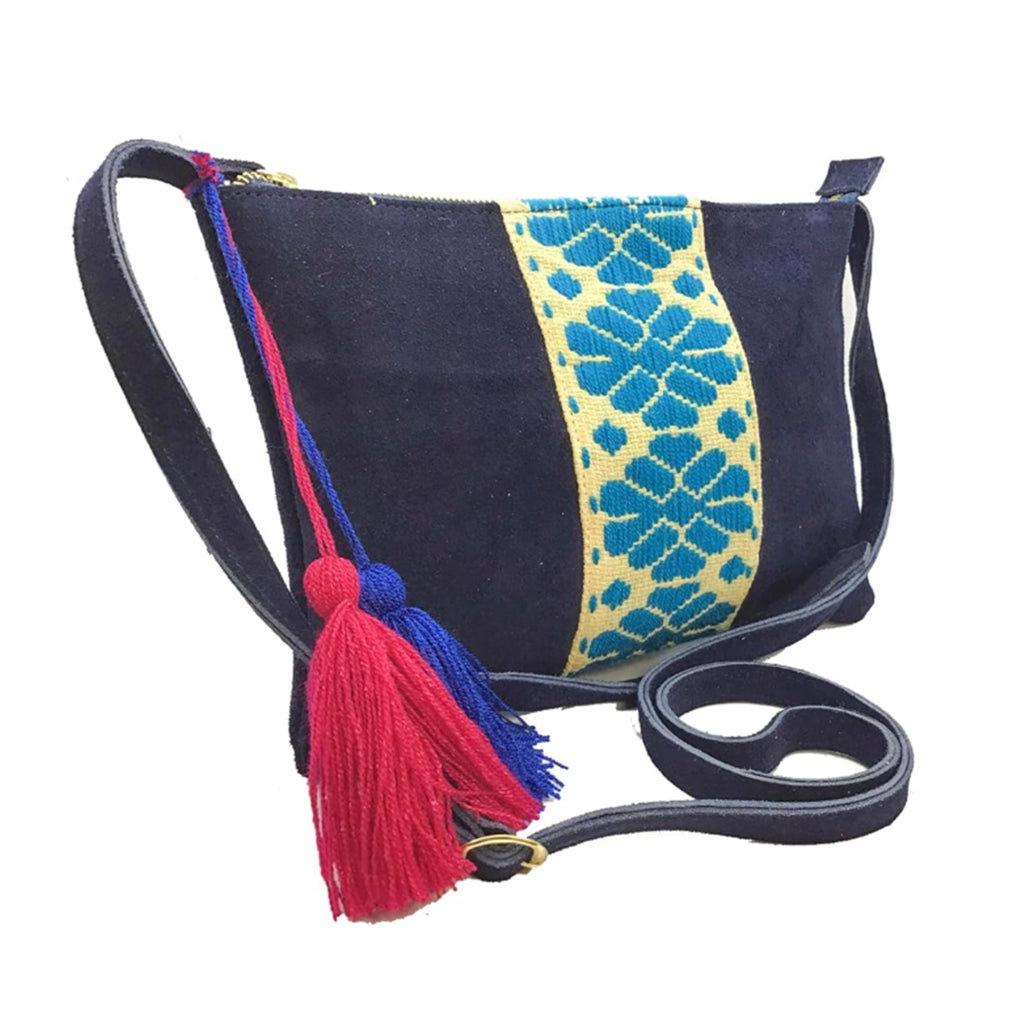 Crossbody Bordado a Mano "Vicenta" – Azul – Raízal