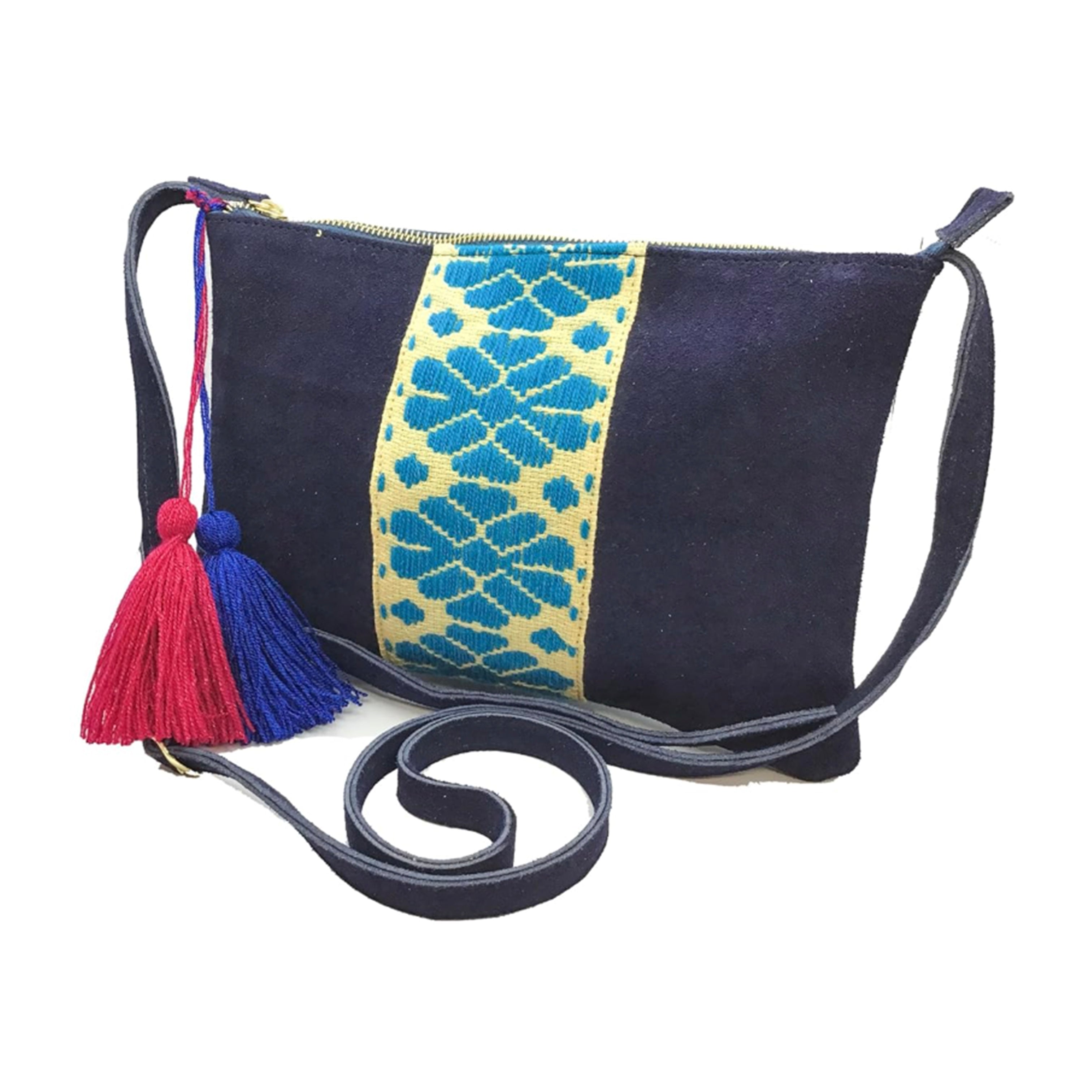 Crossbody Bordado a Mano "Vicenta" – Azul – Raízal