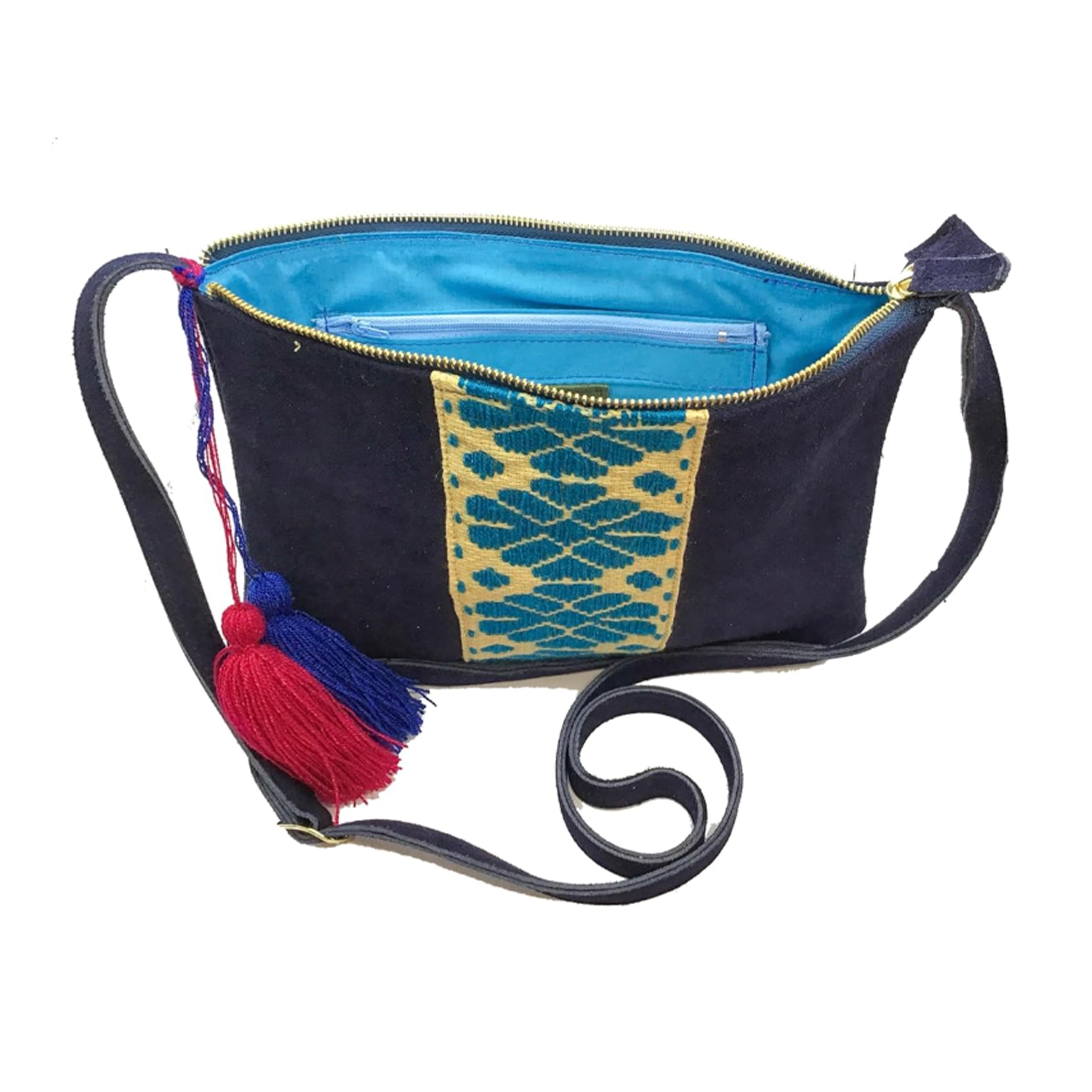 Crossbody Bordado a Mano "Vicenta" – Azul – Raízal