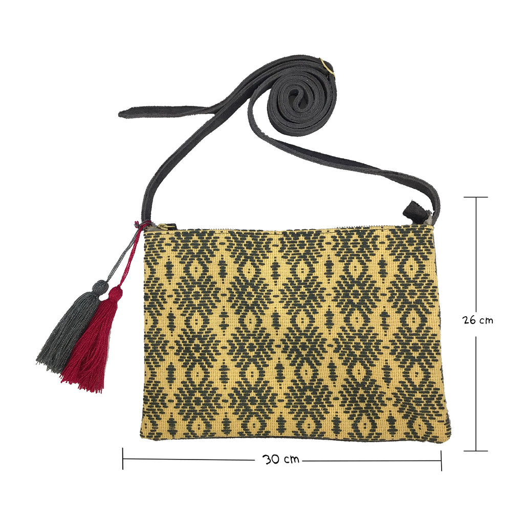 Crossbody Bordado a Mano "Vicenta" – Gris – Raízal