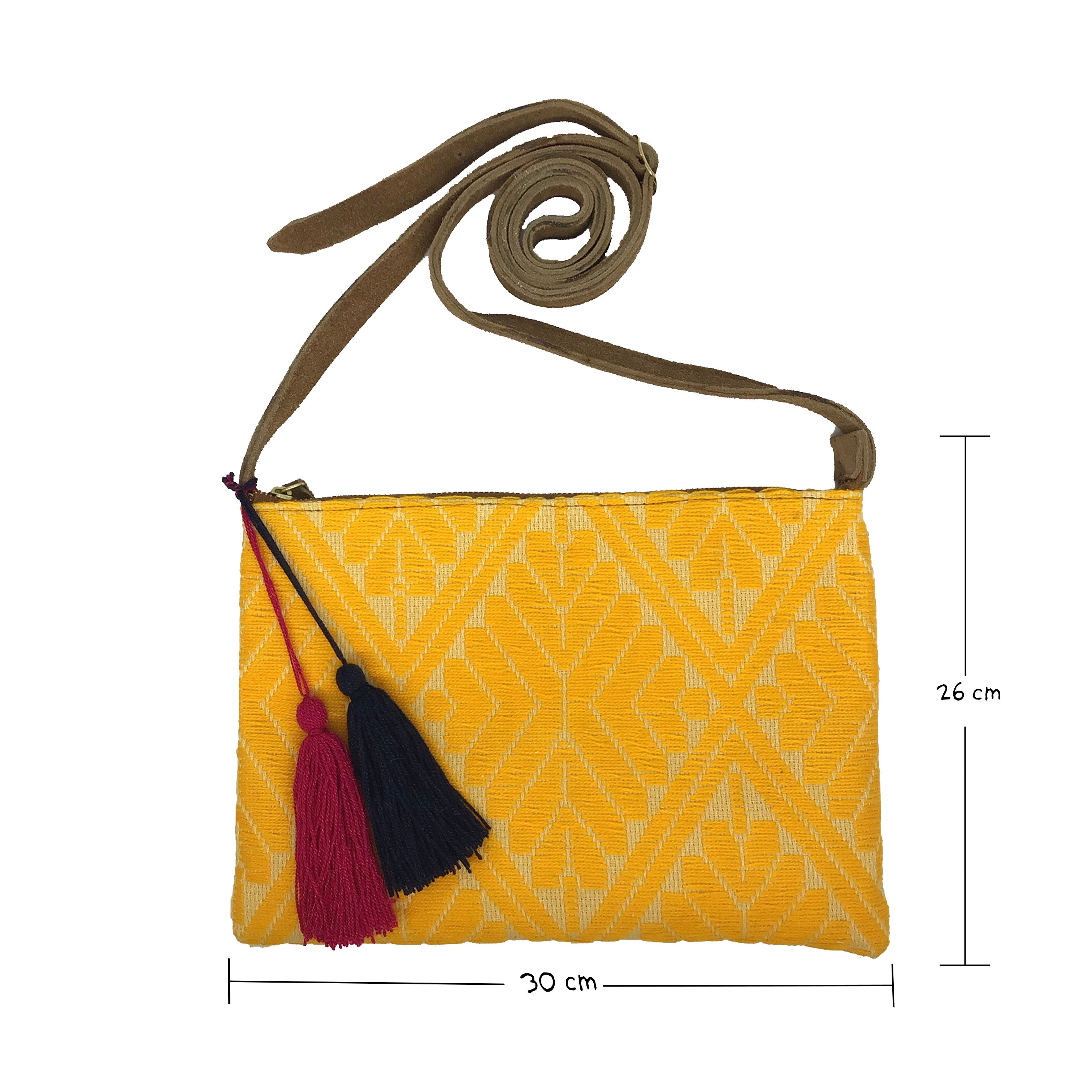 Crossbody Bordado a Mano "Vicenta" – Amarillo – Raízal