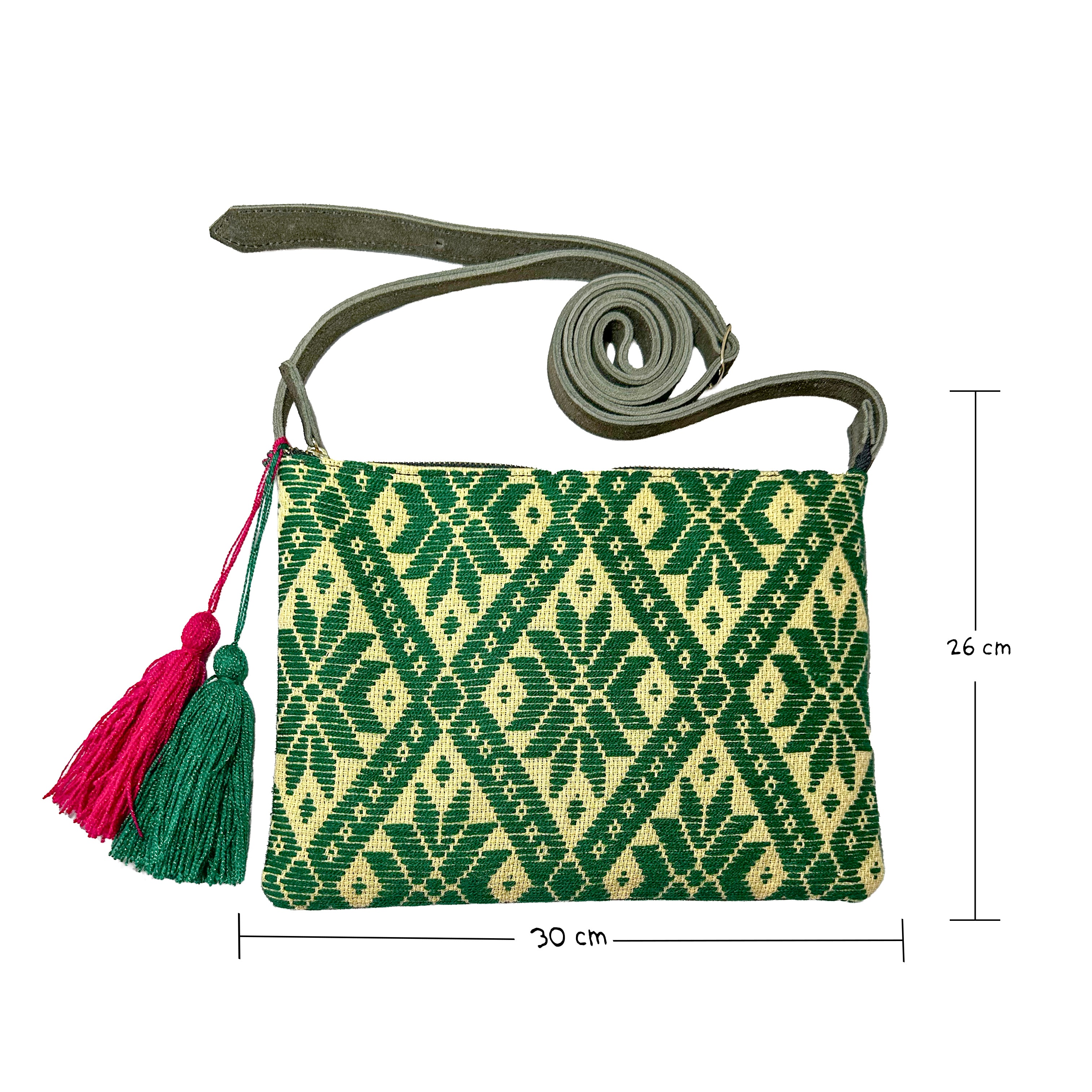 Crossbody Bordado a Mano "Vicenta" – Verde – Raízal