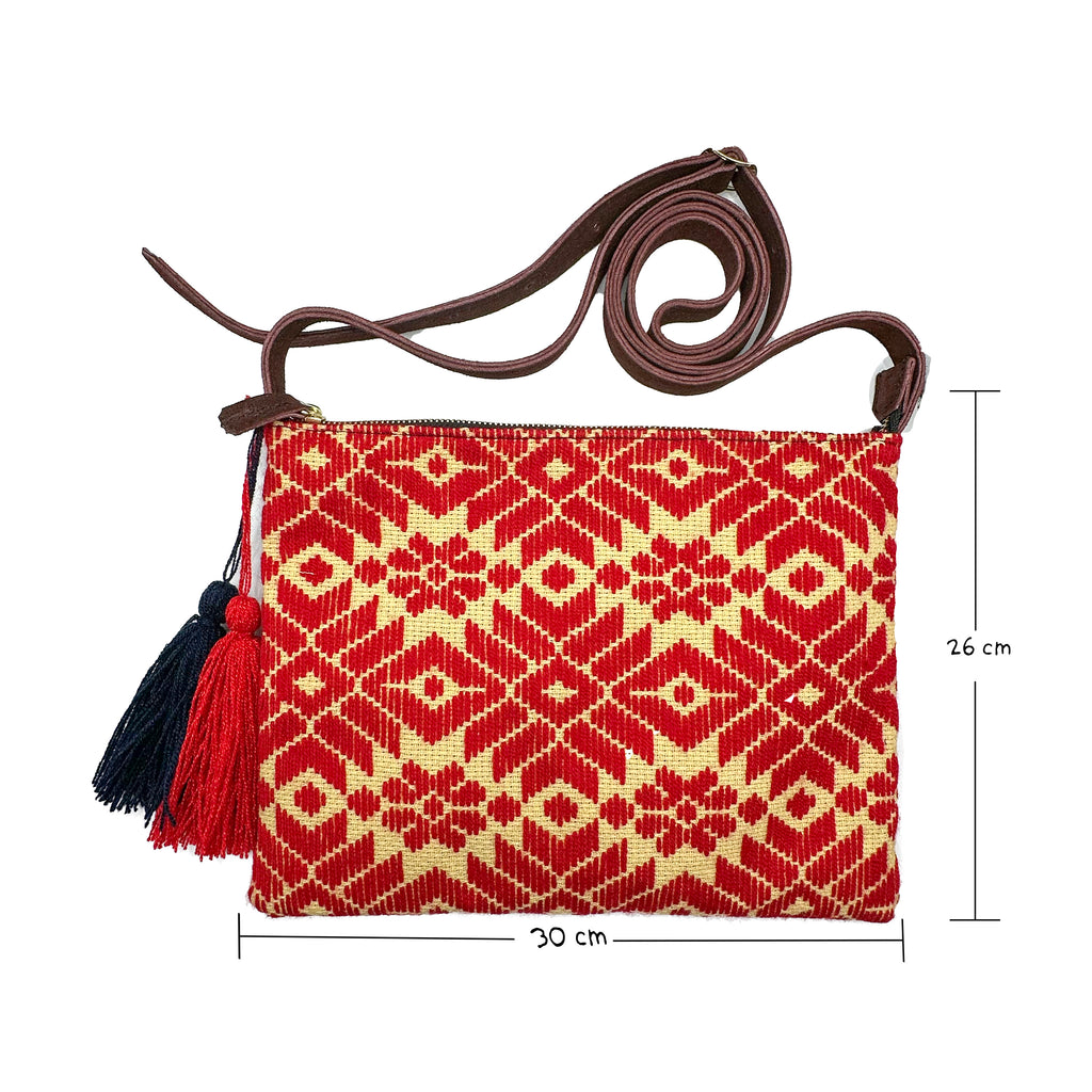 Crossbody Bordado a Mano "Vicenta" – Rojo – Raízal