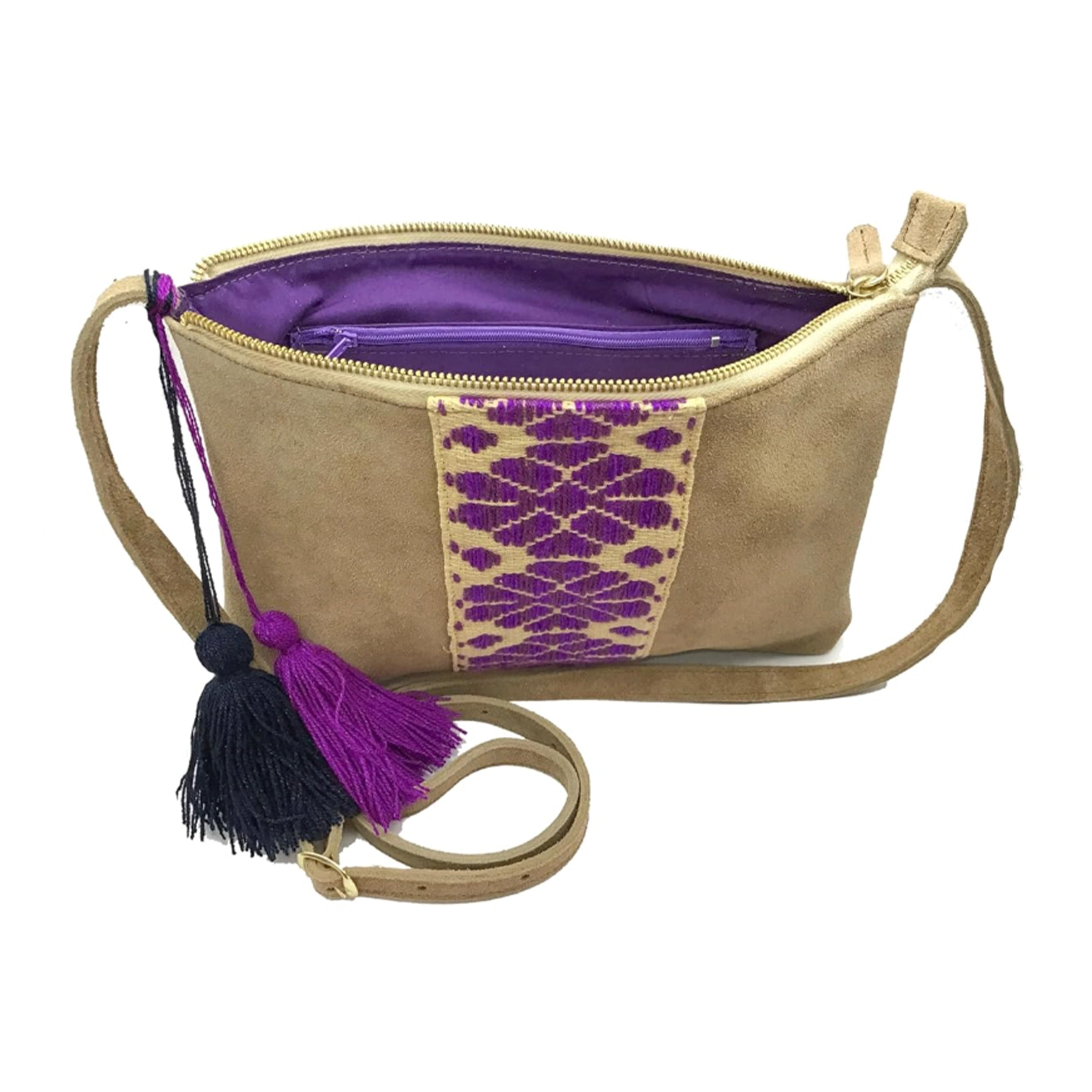 Crossbody Bordado a Mano "Vicenta" – Morado – Raízal