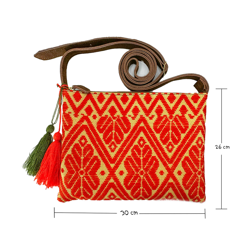 Crossbody Bordado a Mano "Vicenta" – Naranja – Raízal