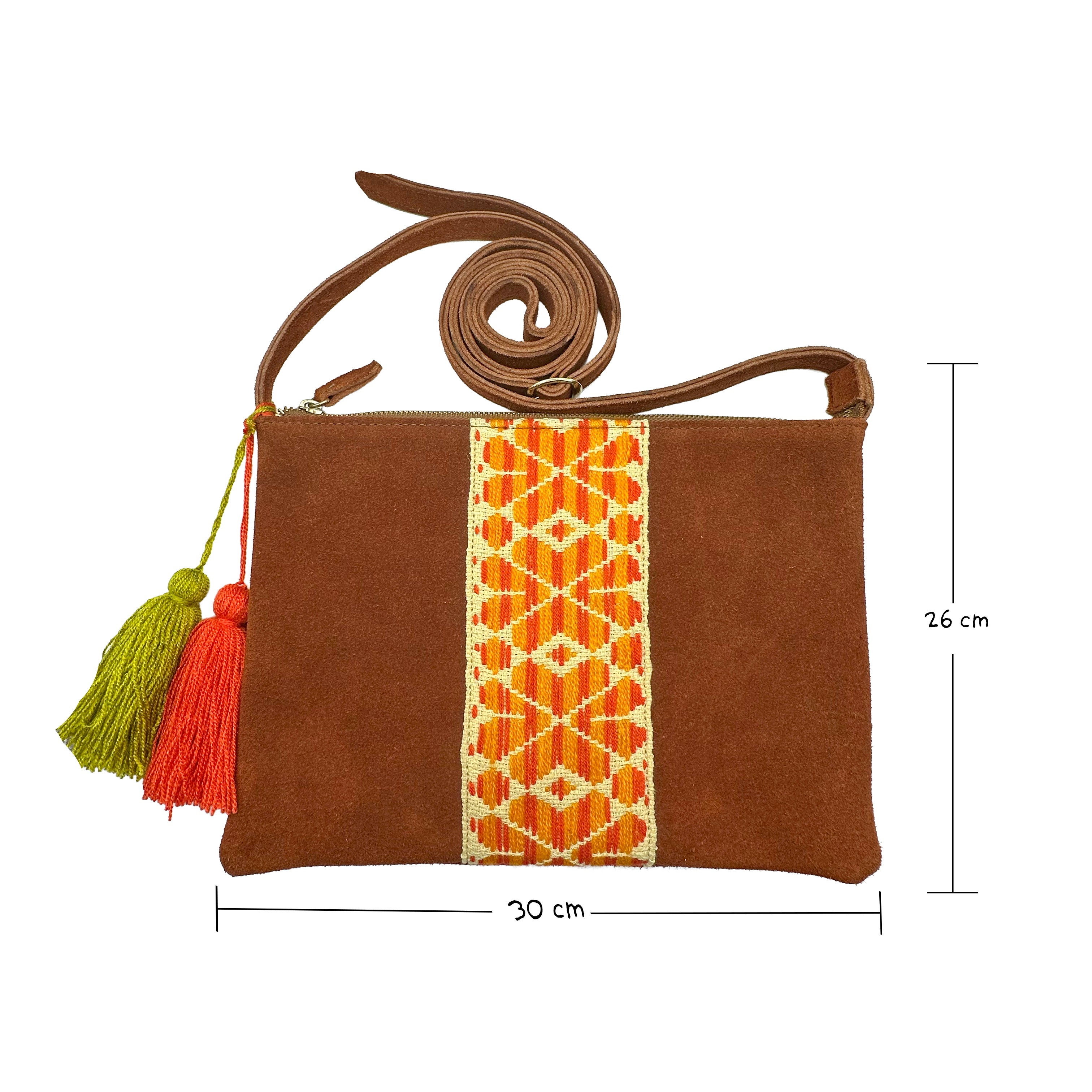Crossbody Bordado a Mano "Vicenta" – Naranja – Raízal