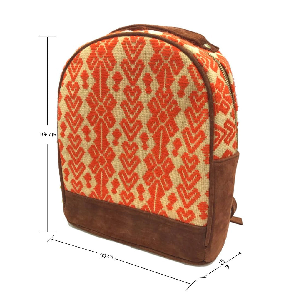 Mochila Bordado a mano "Luisa" – Naranja – Raízal