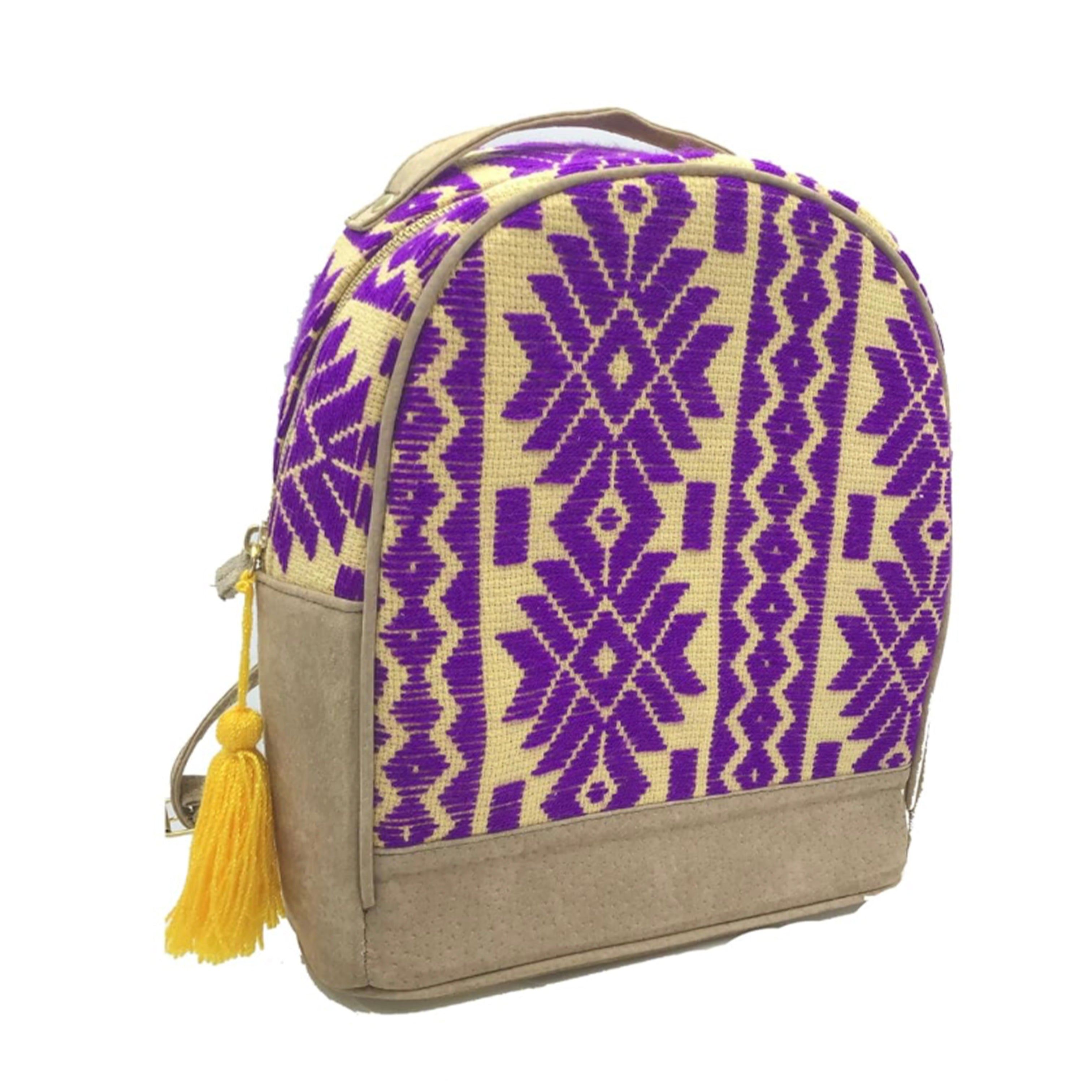 Mochila Bordado a mano "Luisa" – Morado – Raízal