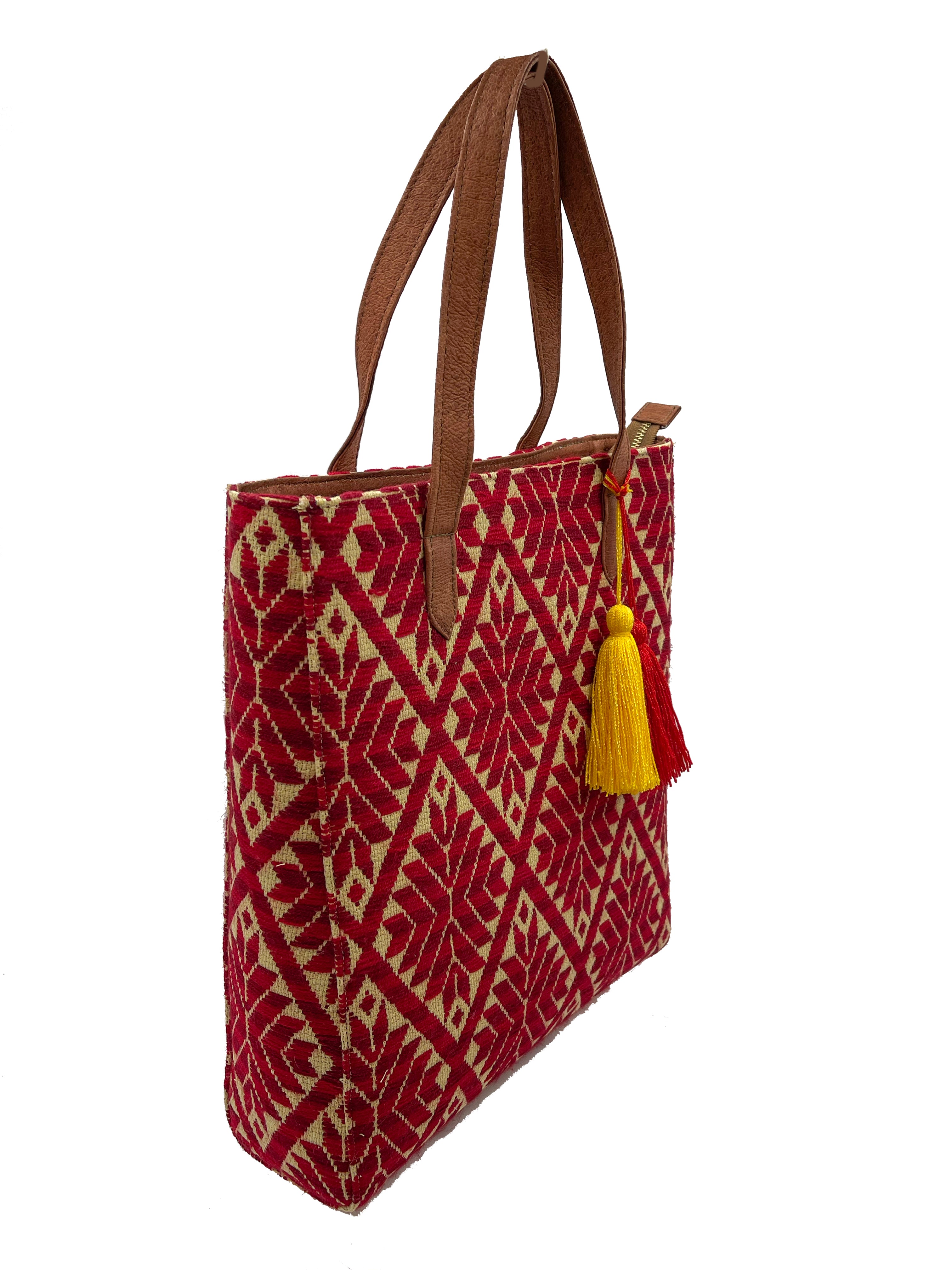 Bolsa tipo Tote Bordado a Mano "Valentina" – Rojo – Raízal