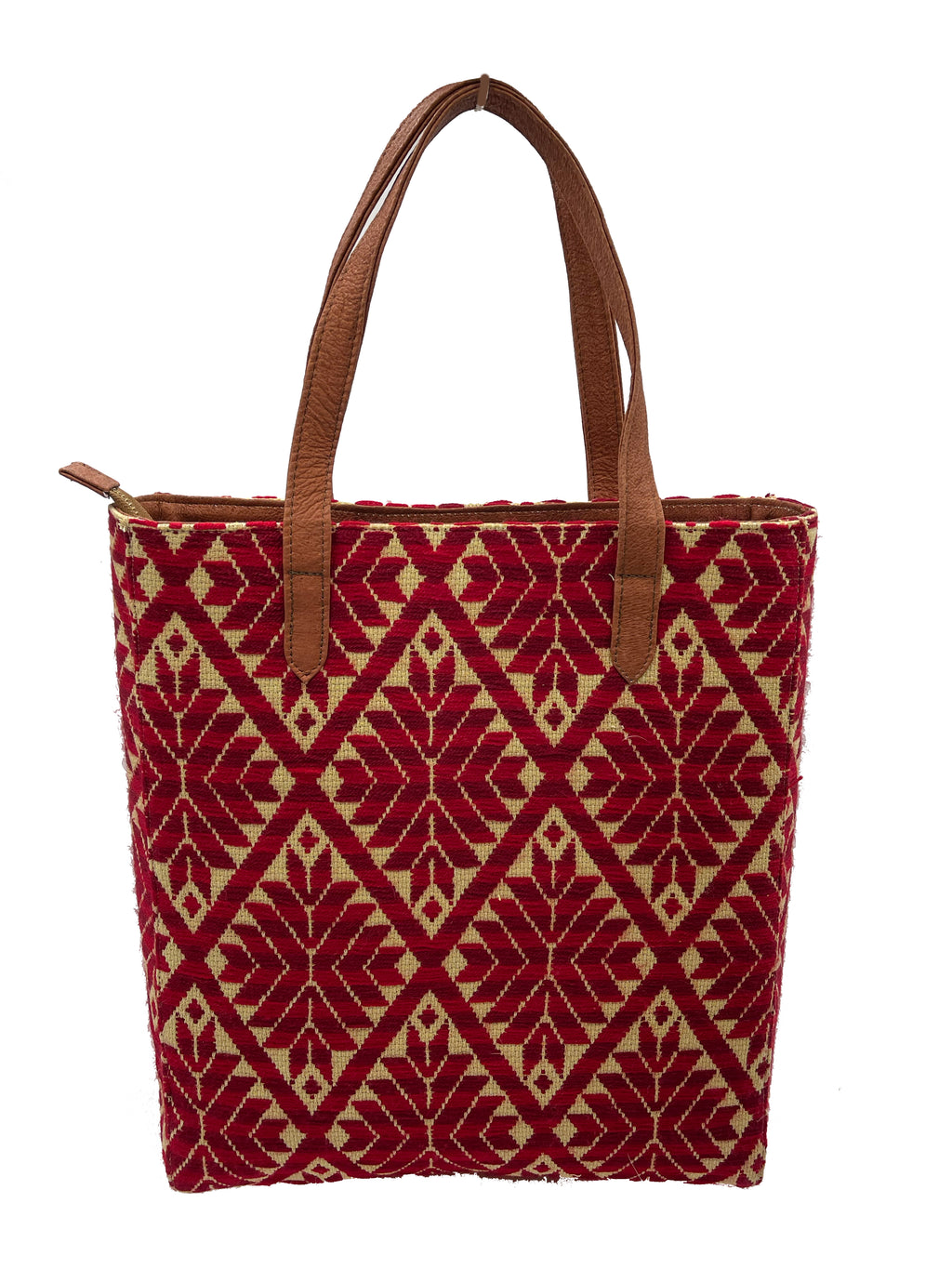 Bolsa tipo Tote Bordado a Mano "Valentina" – Rojo – Raízal