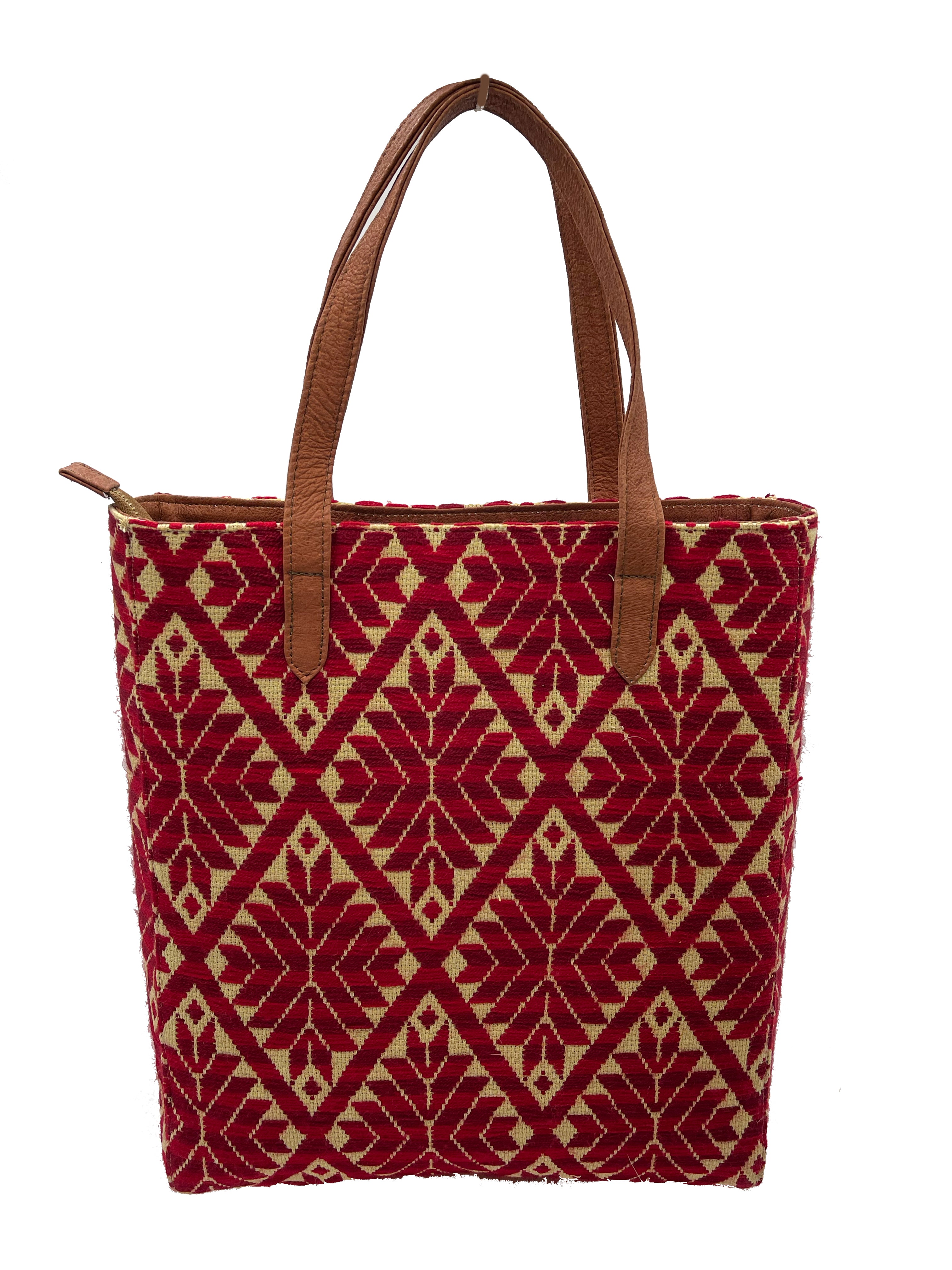 Bolsa tipo Tote Bordado a Mano "Valentina" – Rojo – Raízal