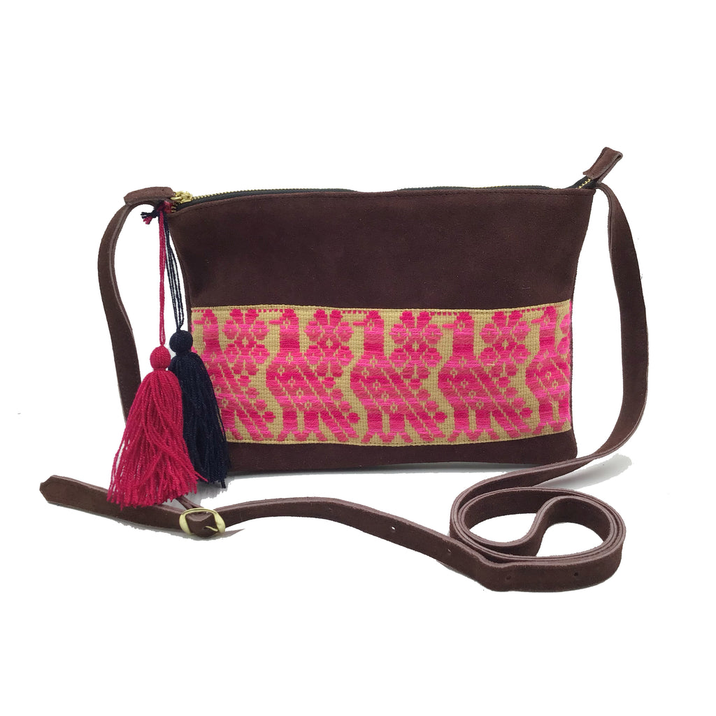 Crossbody Bordado a Mano "Vicenta" – Rosa – Raízal