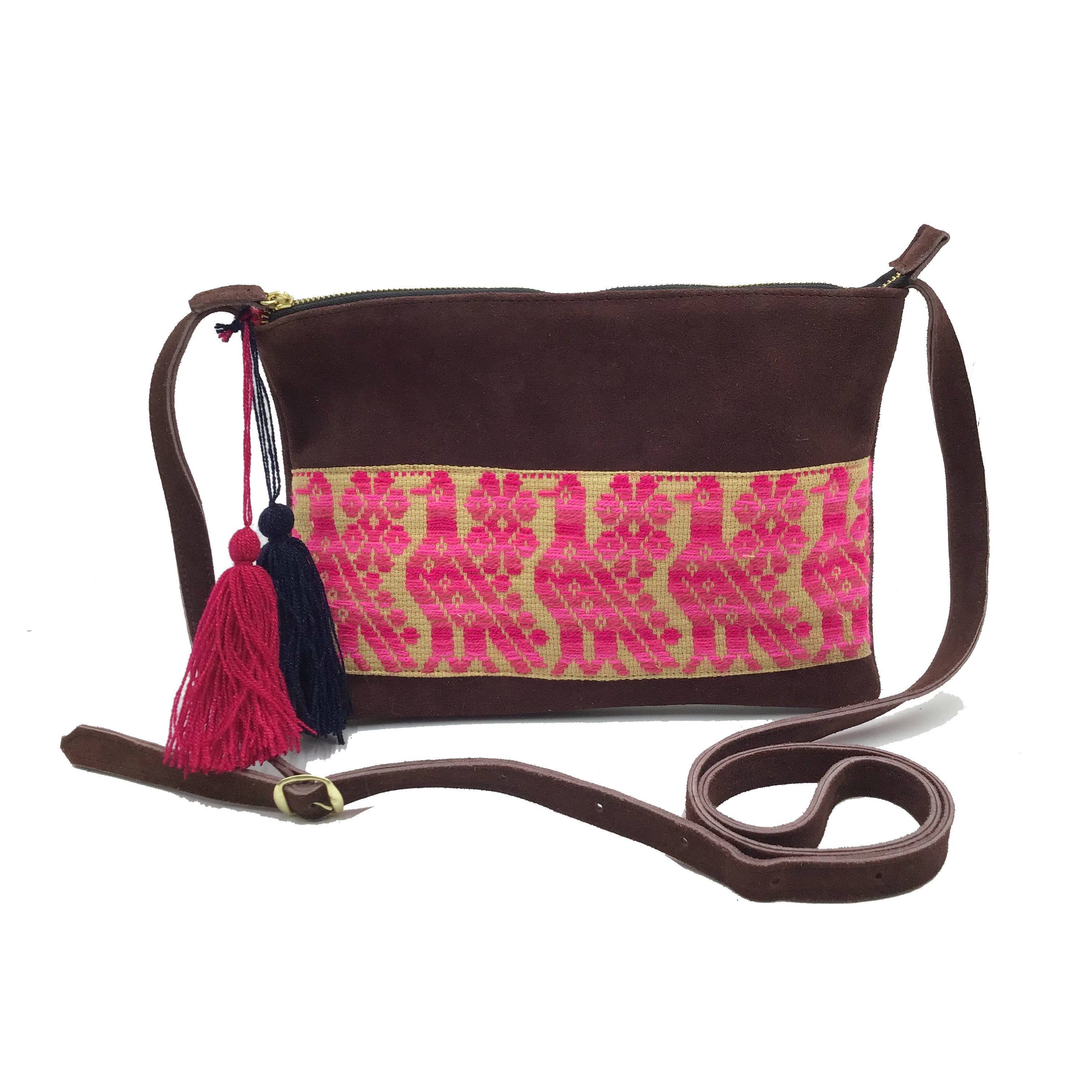 Crossbody Bordado a Mano "Vicenta" – Rosa – Raízal