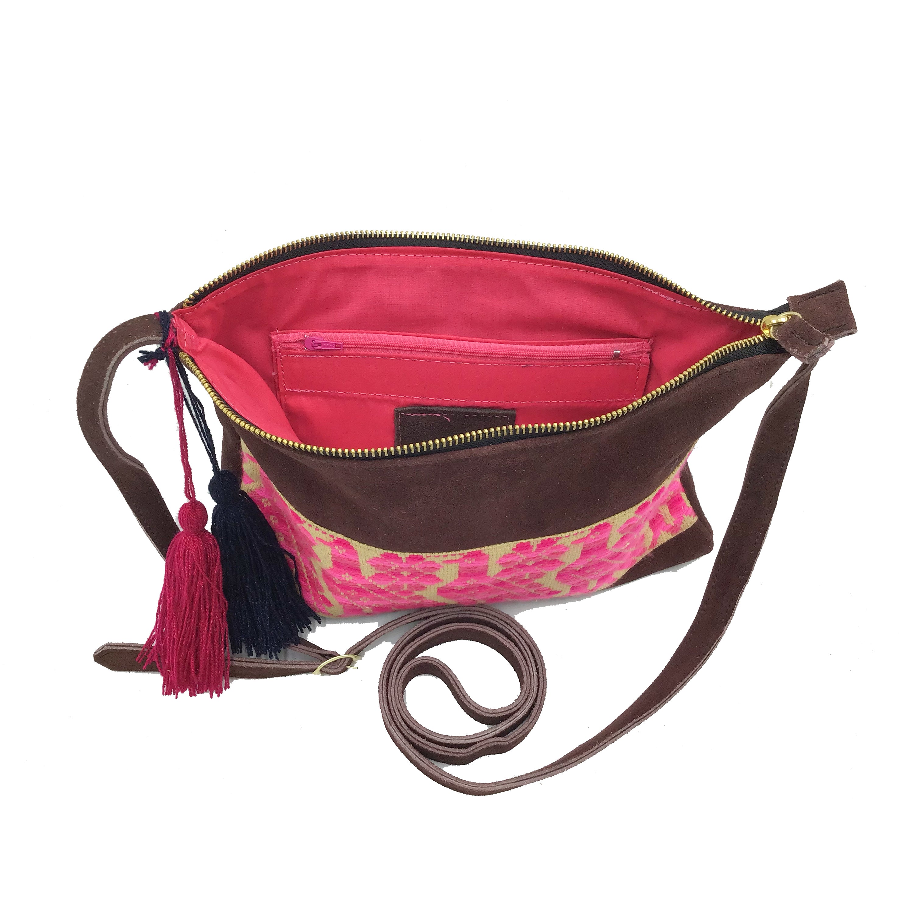 Crossbody Bordado a Mano "Vicenta" – Rosa – Raízal