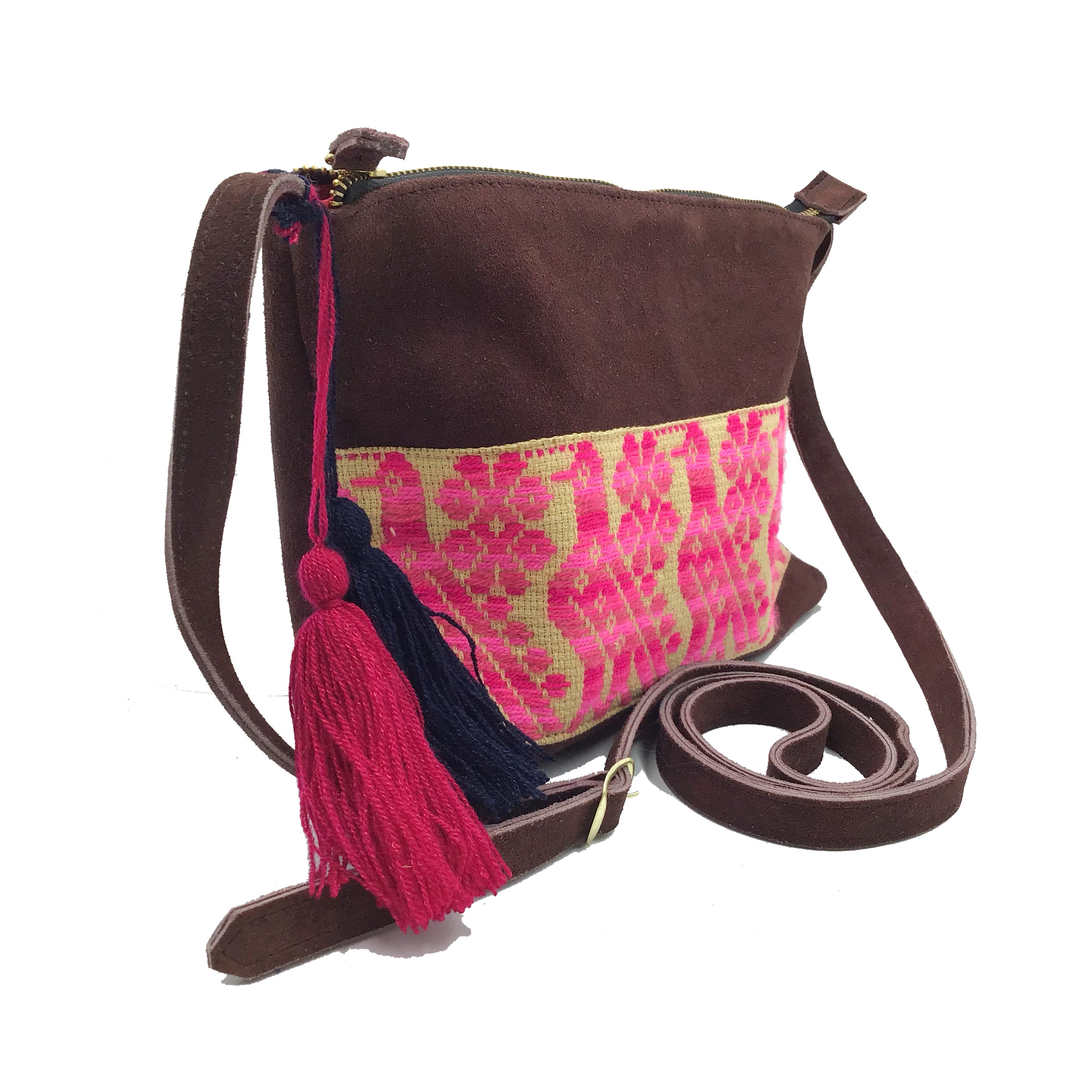 Crossbody Bordado a Mano "Vicenta" – Rosa – Raízal