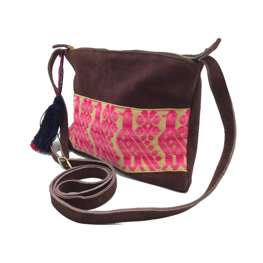 Crossbody Bordado a Mano "Vicenta" – Rosa – Raízal
