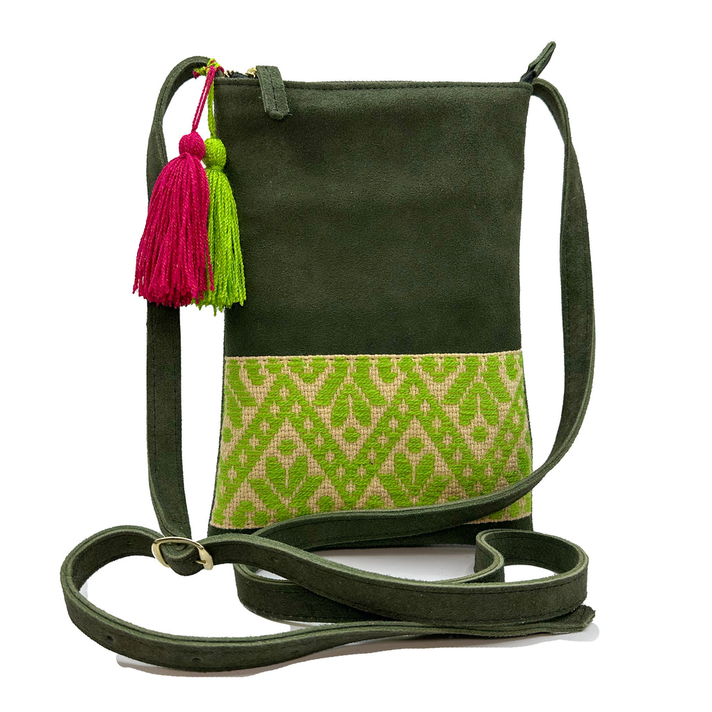 Crossbody Bordado a Mano "Angélica" – Verde – Raízal