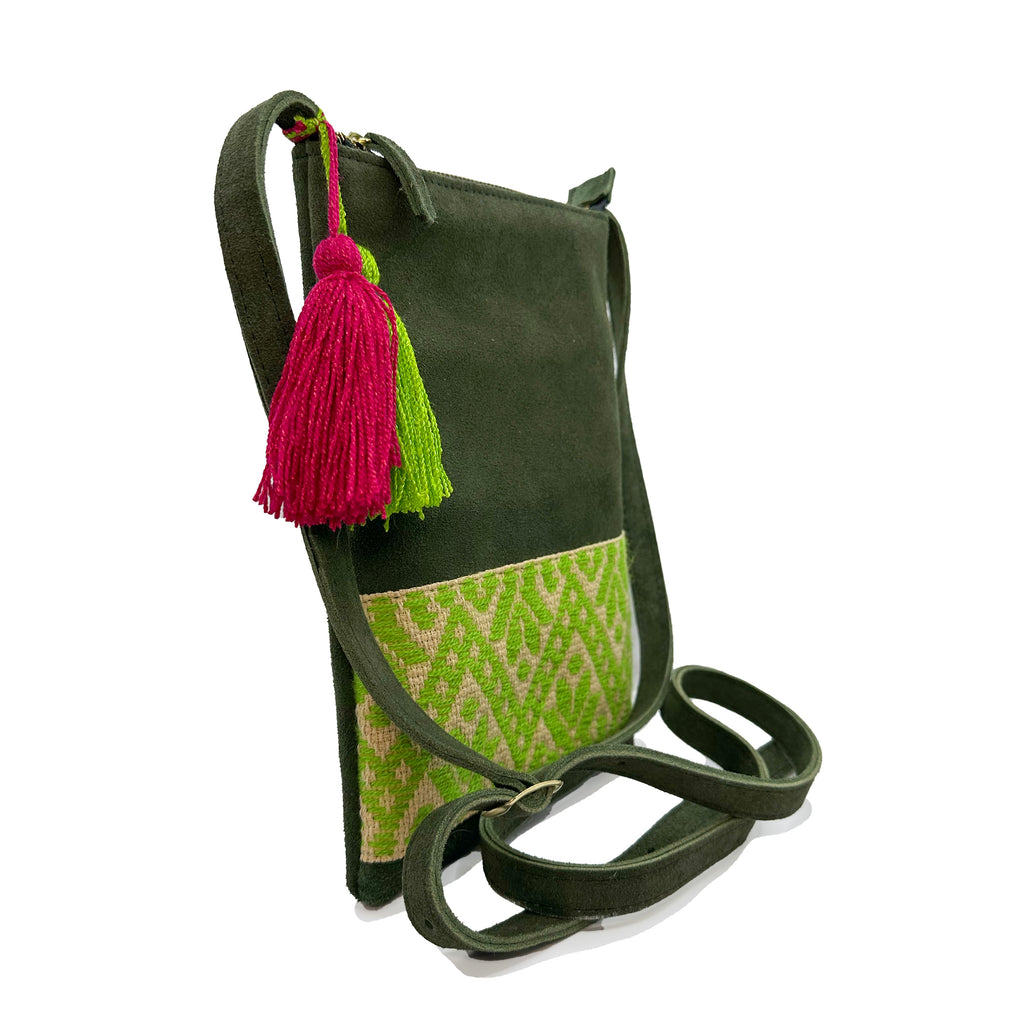Crossbody Bordado a Mano "Angélica" – Verde – Raízal
