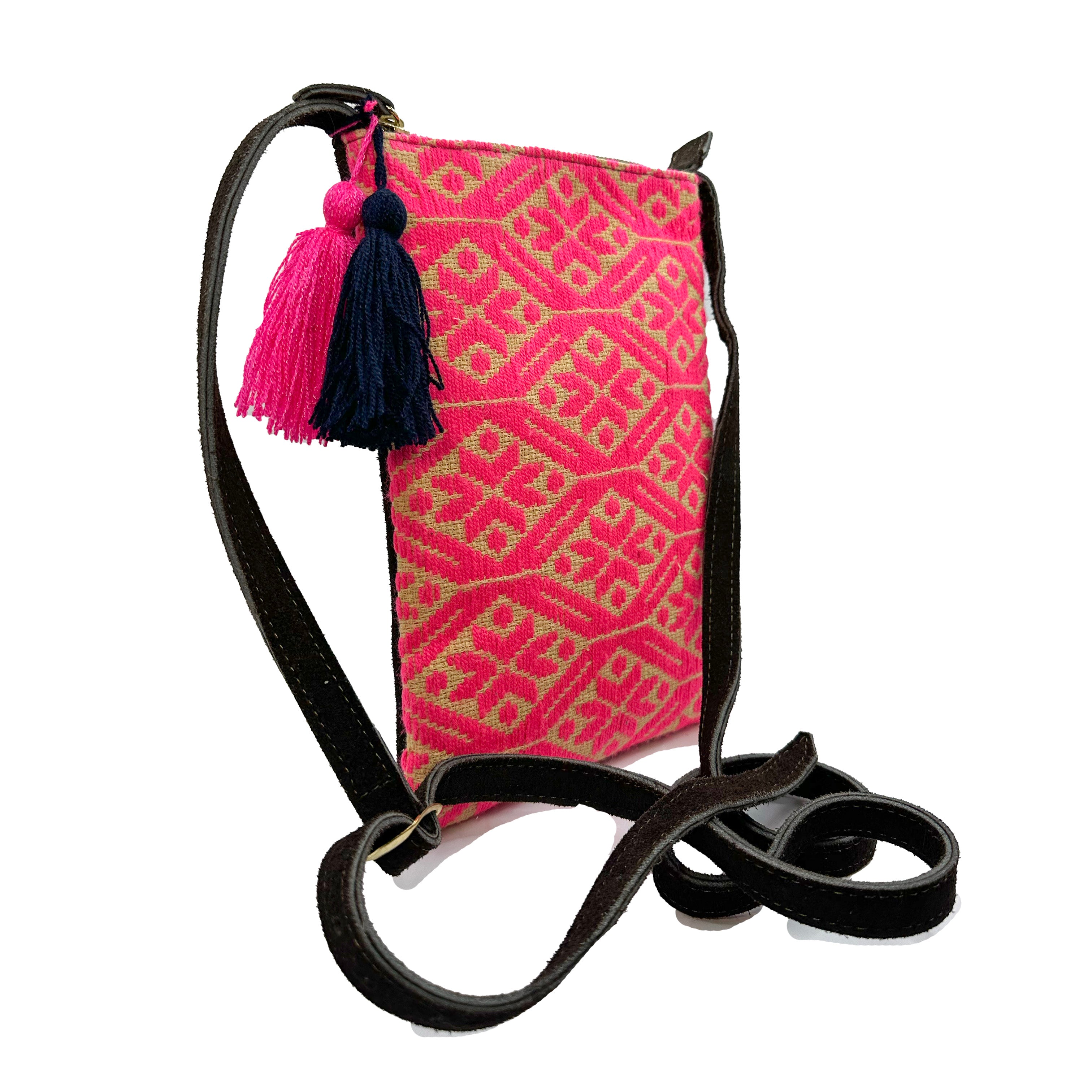 Crossbody Bordado a Mano "Angélica" – Rosa – Raízal