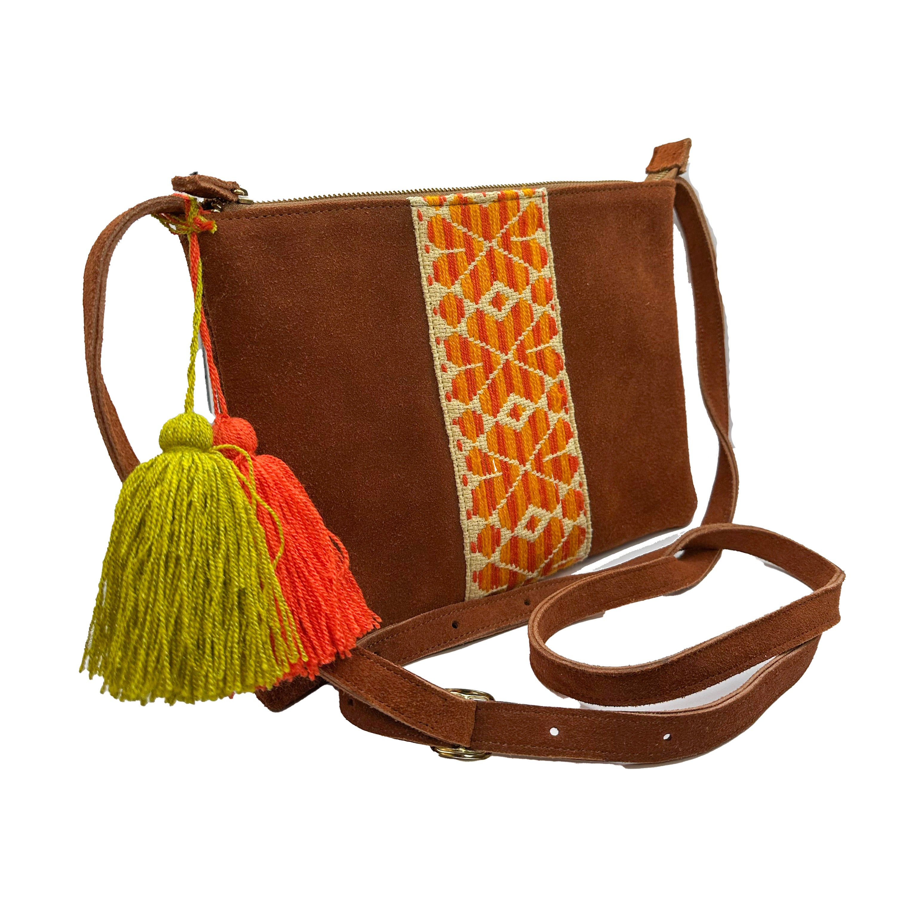 Crossbody Bordado a Mano "Vicenta" – Naranja – Raízal