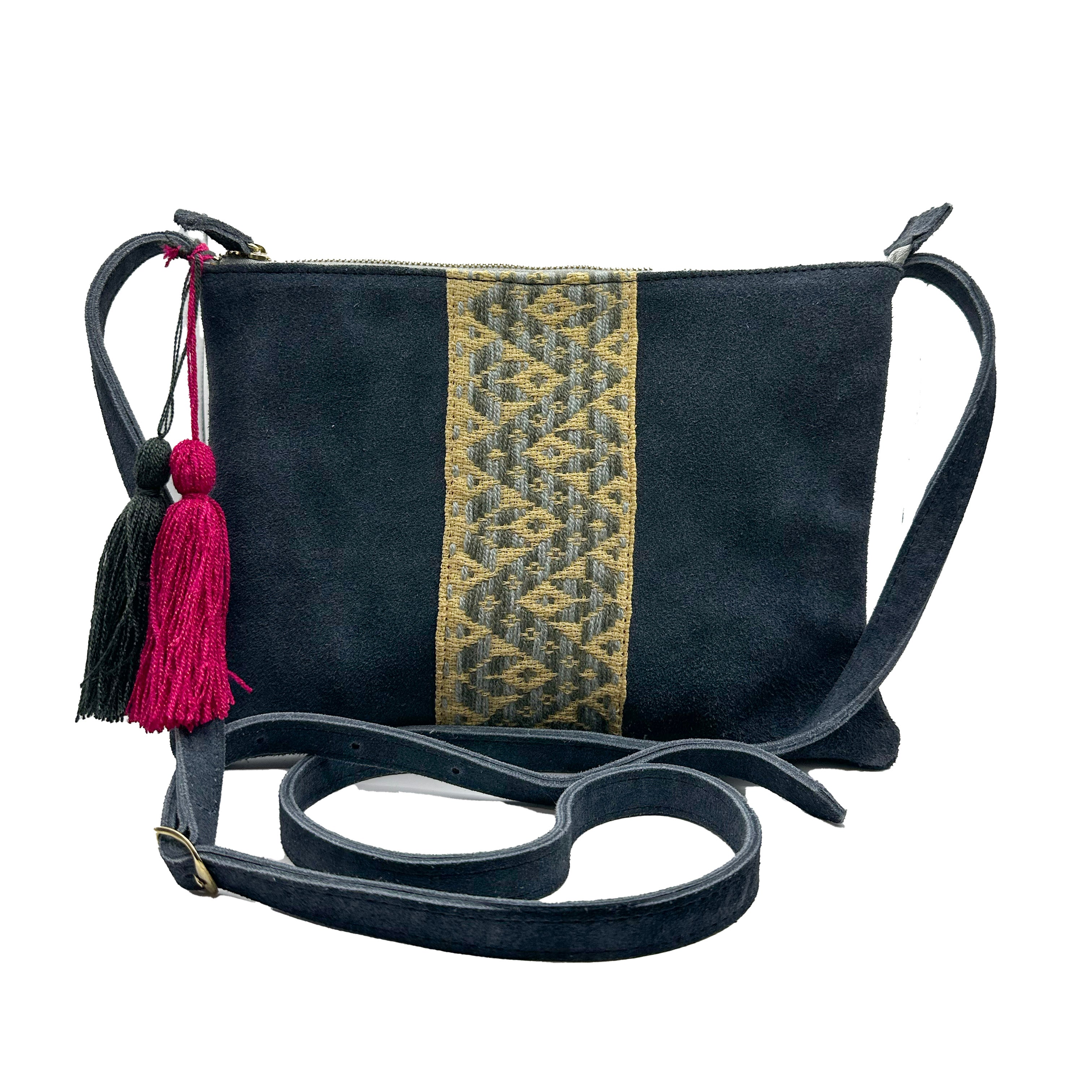 Crossbody Bordado a Mano "Vicenta" – Gris – Raízal