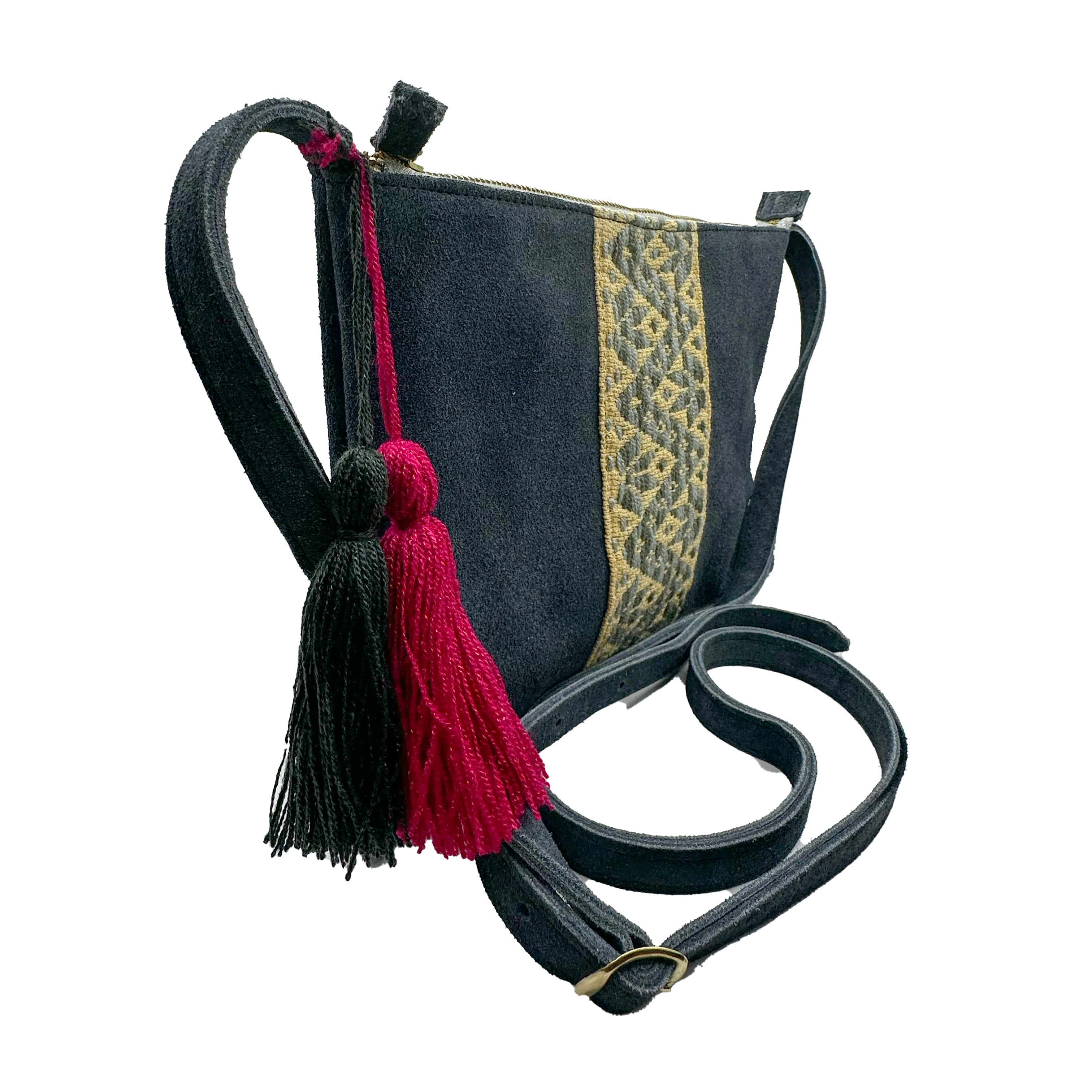 Crossbody Bordado a Mano "Vicenta" – Gris – Raízal