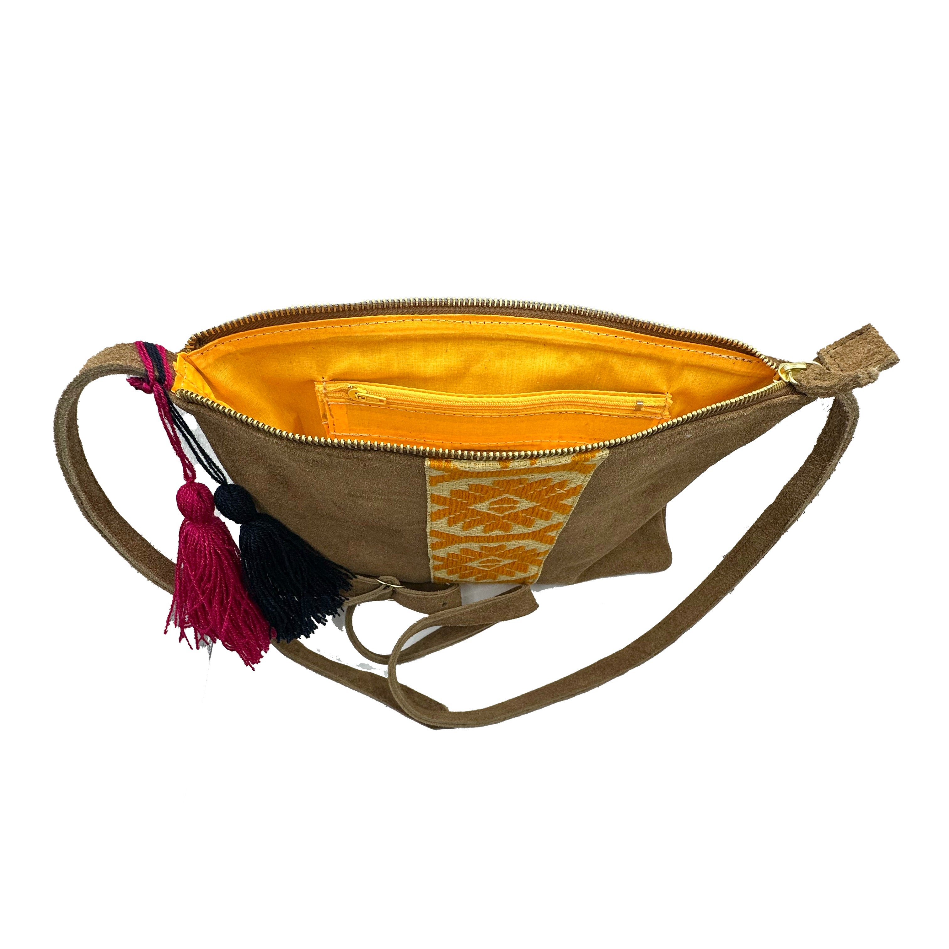 Crossbody Bordado a Mano "Vicenta" – Amarillo – Raízal