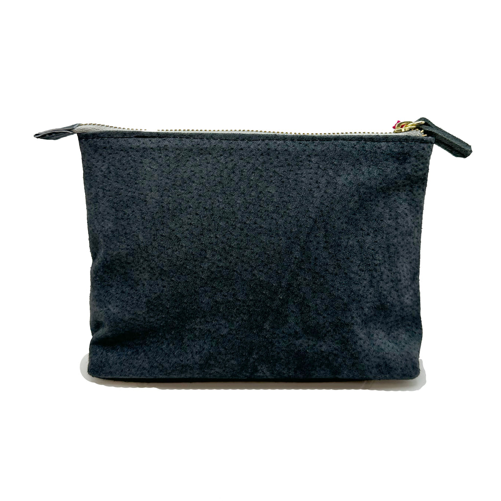 Cosmetiquera Bordado a mano "Cecilia" – Gris – Raízal