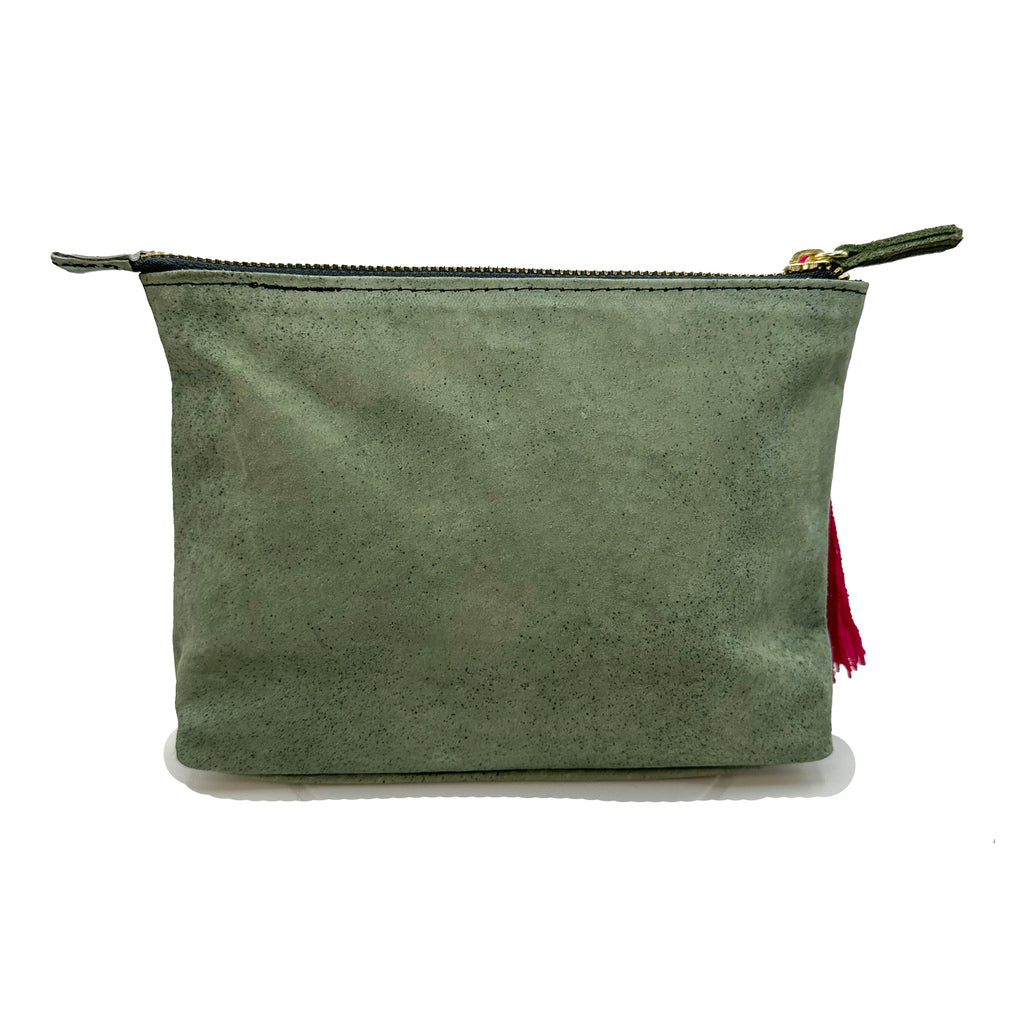 Cosmetiquera Bordado a mano "Cecilia" – Verde – Raízal