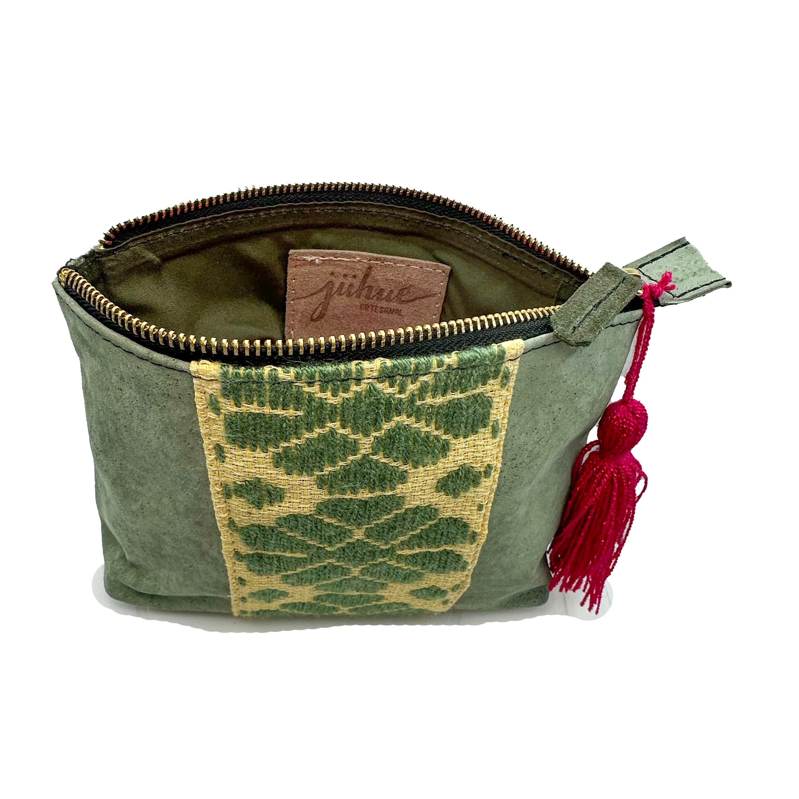 Cosmetiquera Bordado a mano "Cecilia" – Verde – Raízal