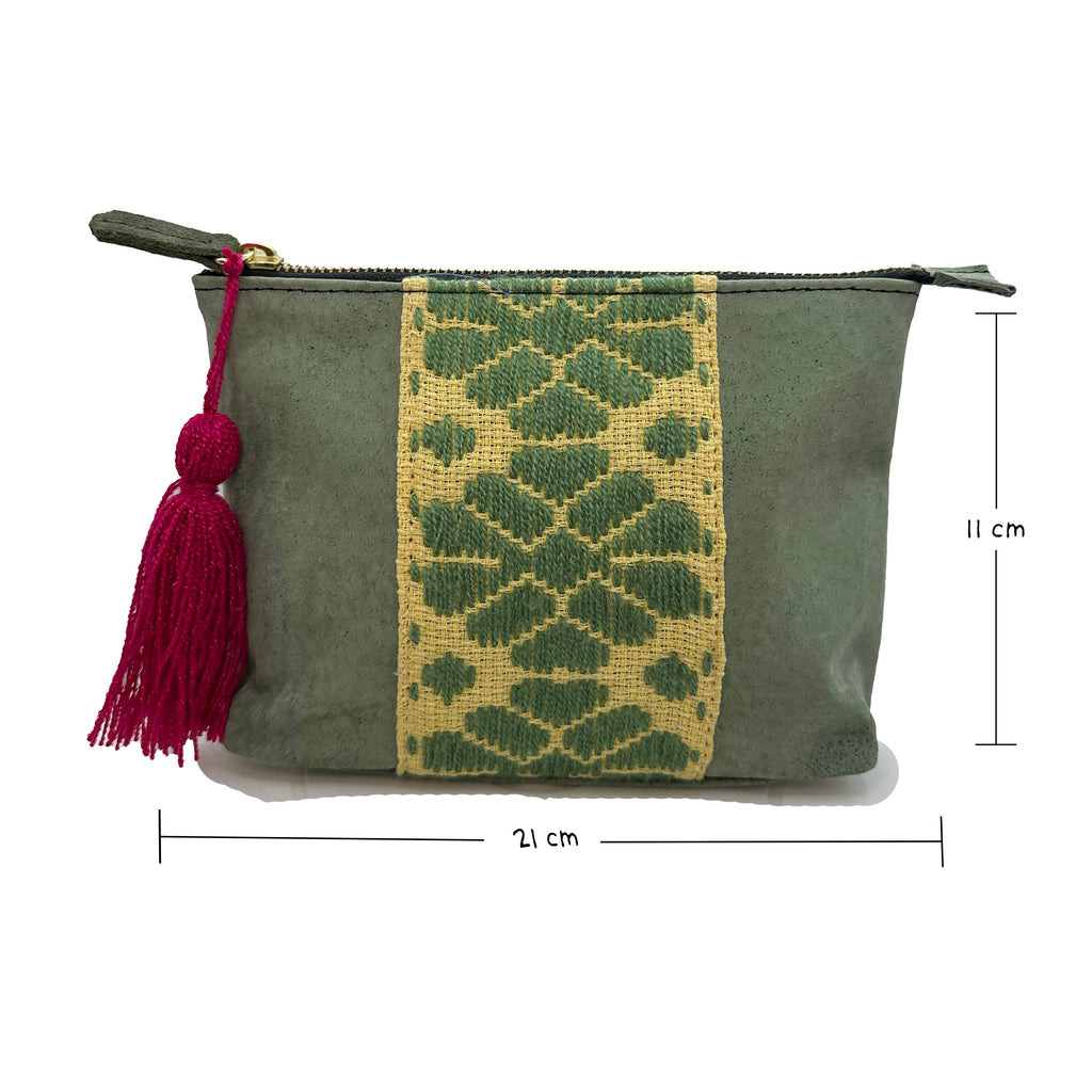 Cosmetiquera Bordado a mano "Cecilia" – Verde – Raízal