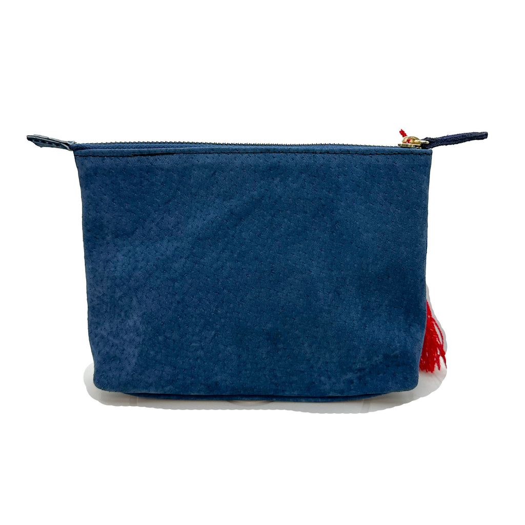 Cosmetiquera Bordado a mano "Cecilia" – Azul – Raízal