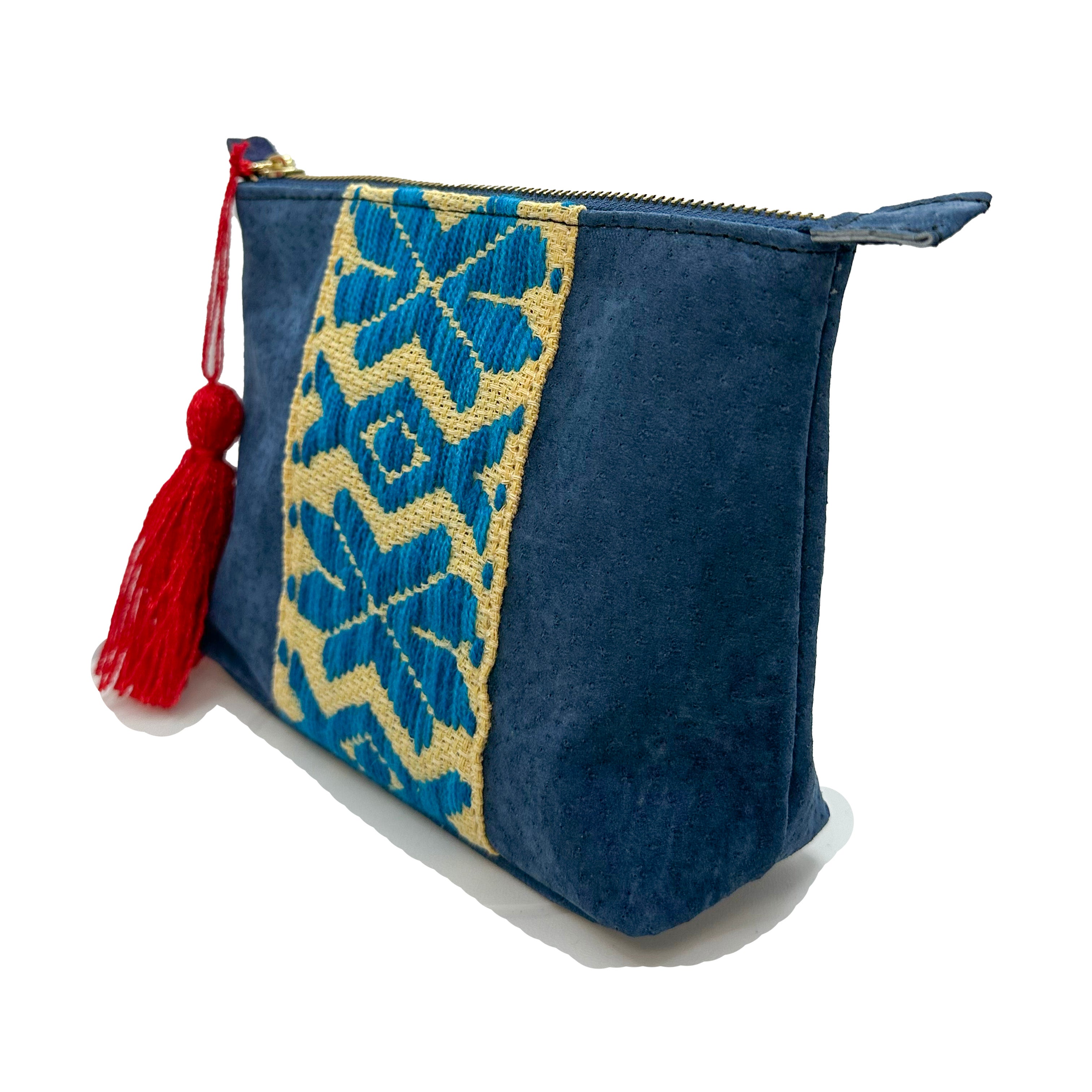 Cosmetiquera Bordado a mano "Cecilia" – Azul – Raízal