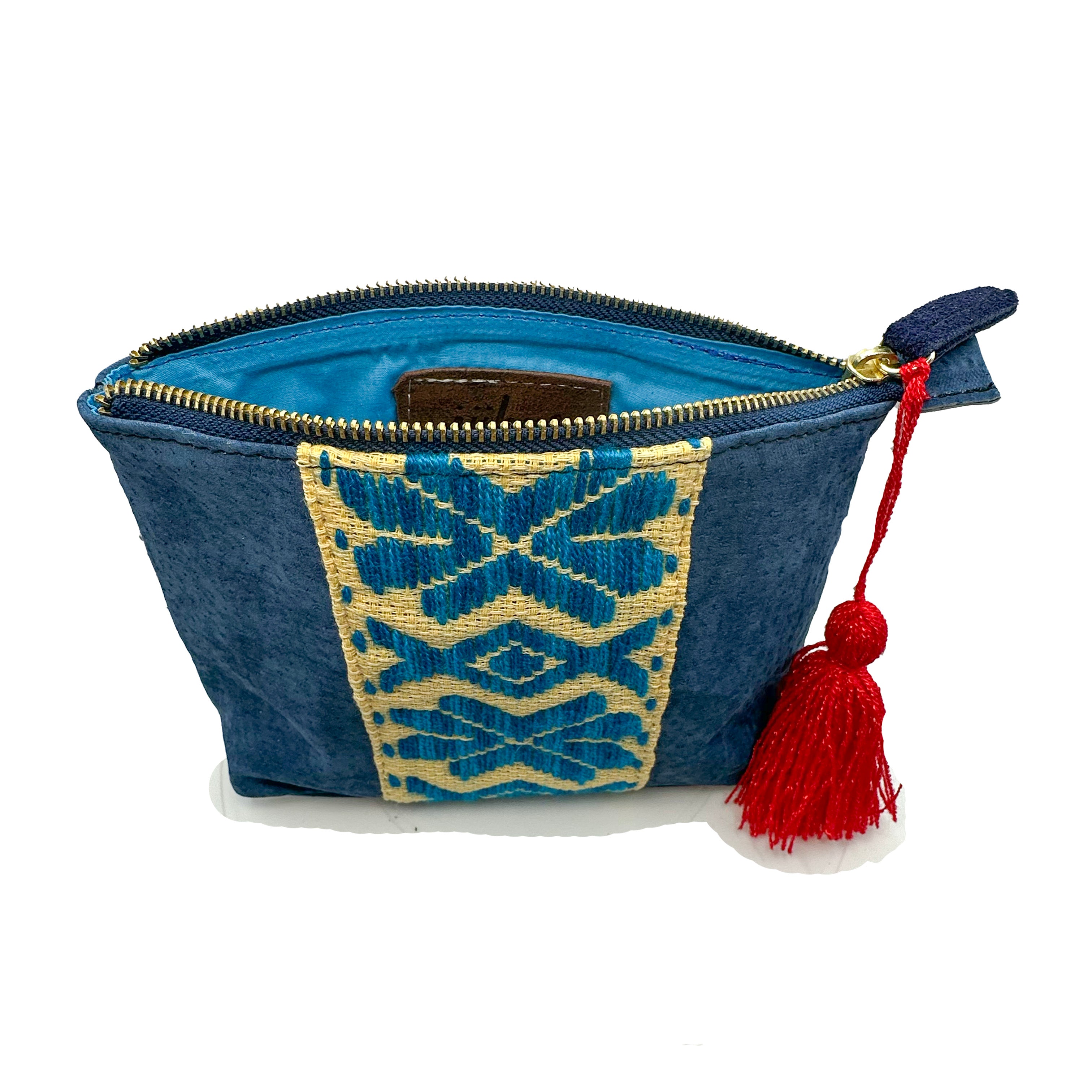 Cosmetiquera Bordado a mano "Cecilia" – Azul – Raízal