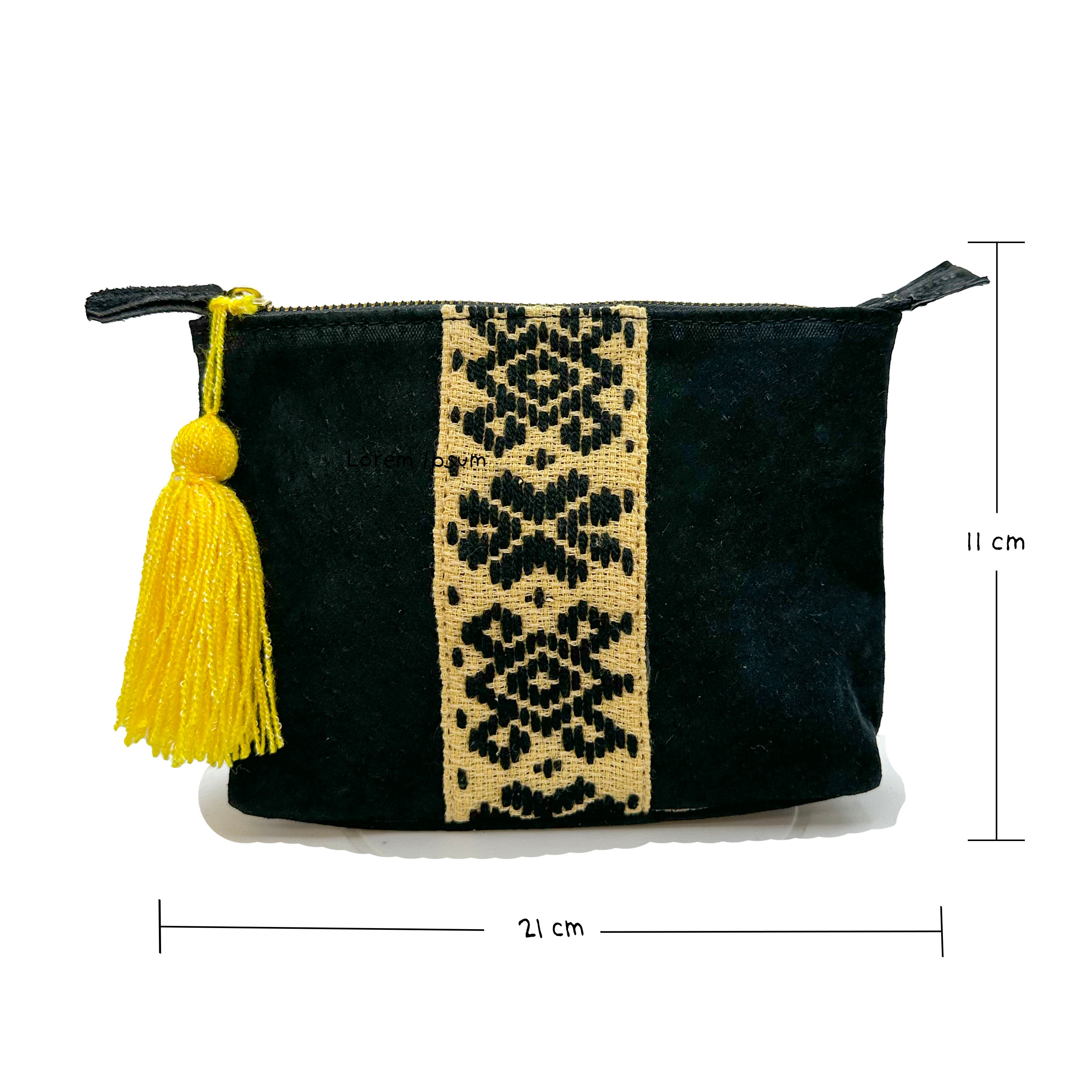 Cosmetiquera Bordado a mano "Cecilia" – Negro – Raízal