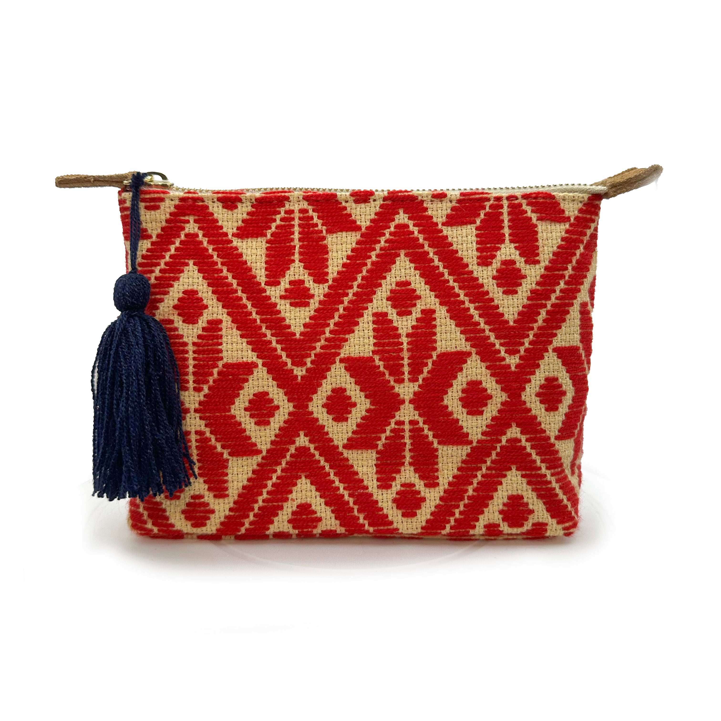 Cosmetiquera Bordado a mano "Cecilia" – Roja – Raízal