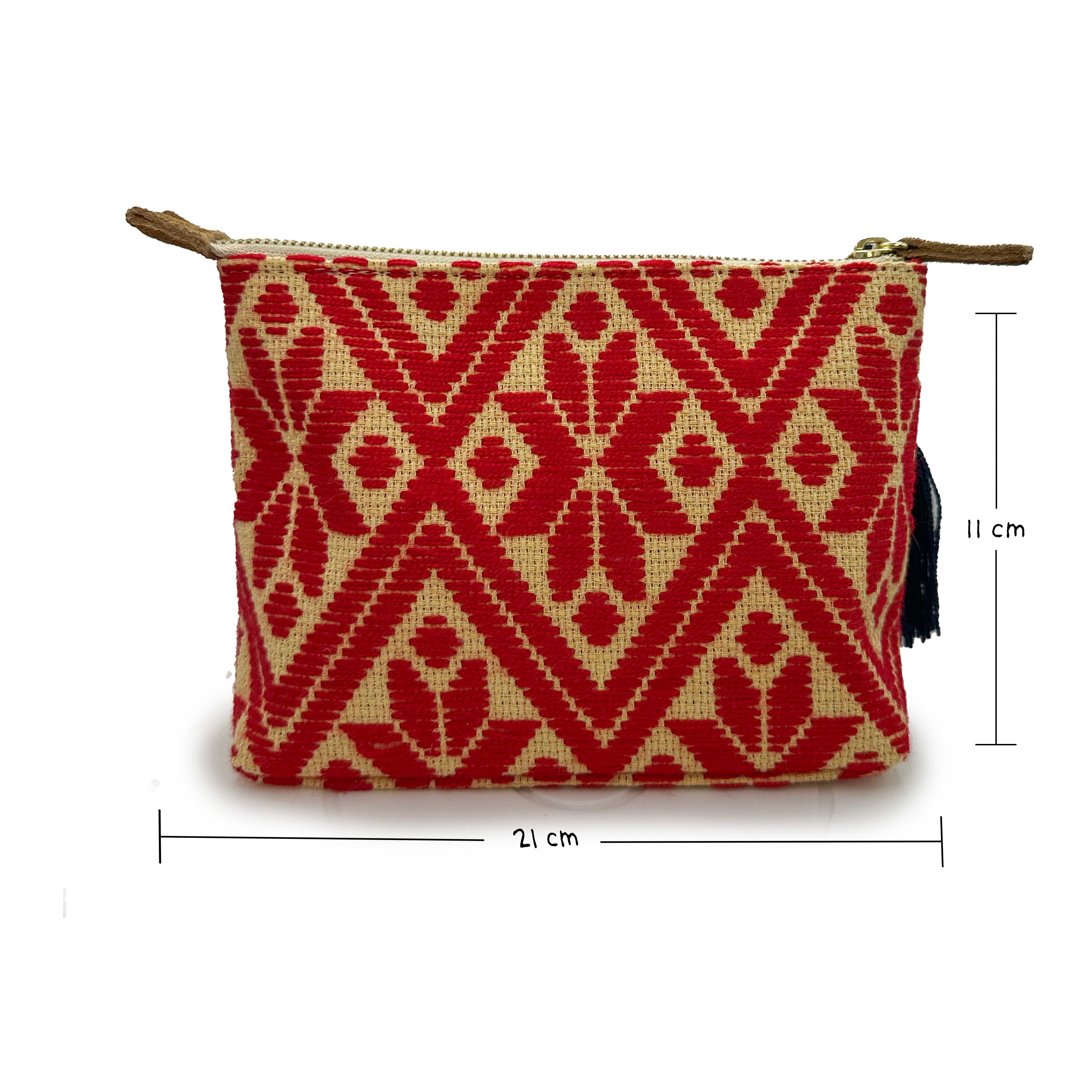 Cosmetiquera Bordado a mano "Cecilia" – Roja – Raízal