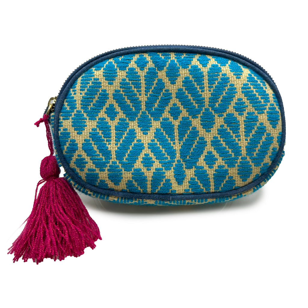 Cangurera Bordado a mano "Eugenia" – Azul – Raízal