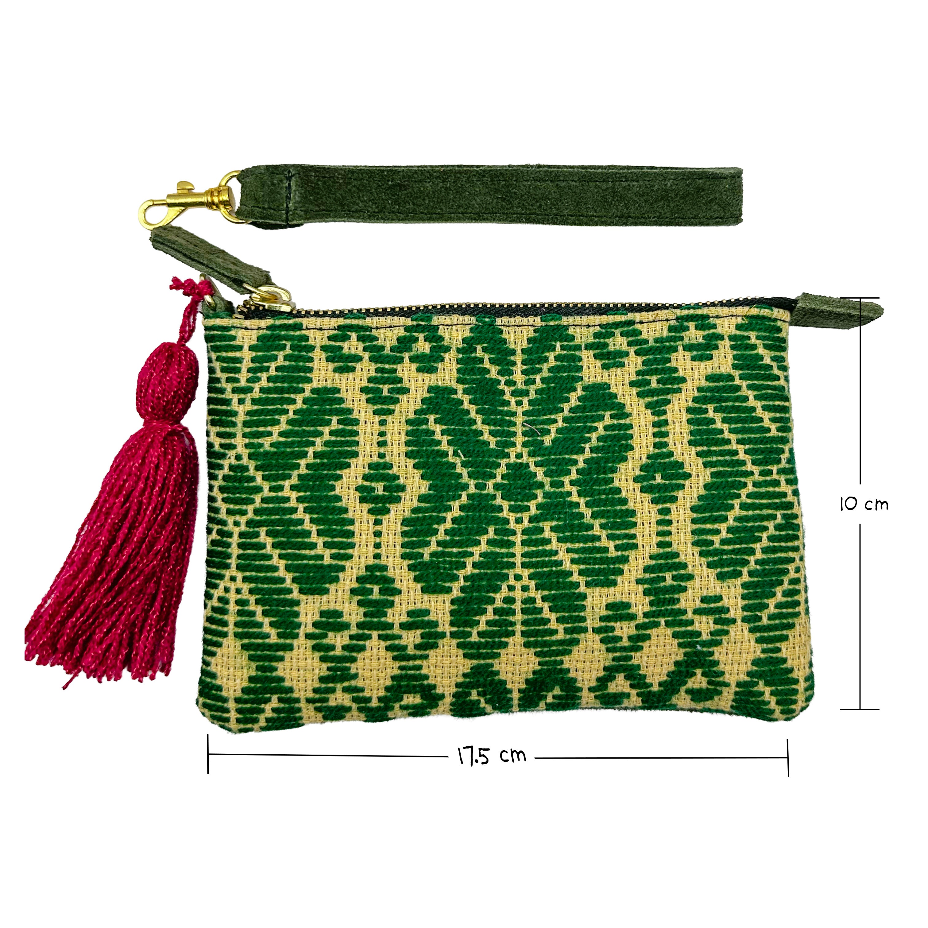 Muñequera Bordado a Mano "Rosario" – Verde – Raízal
