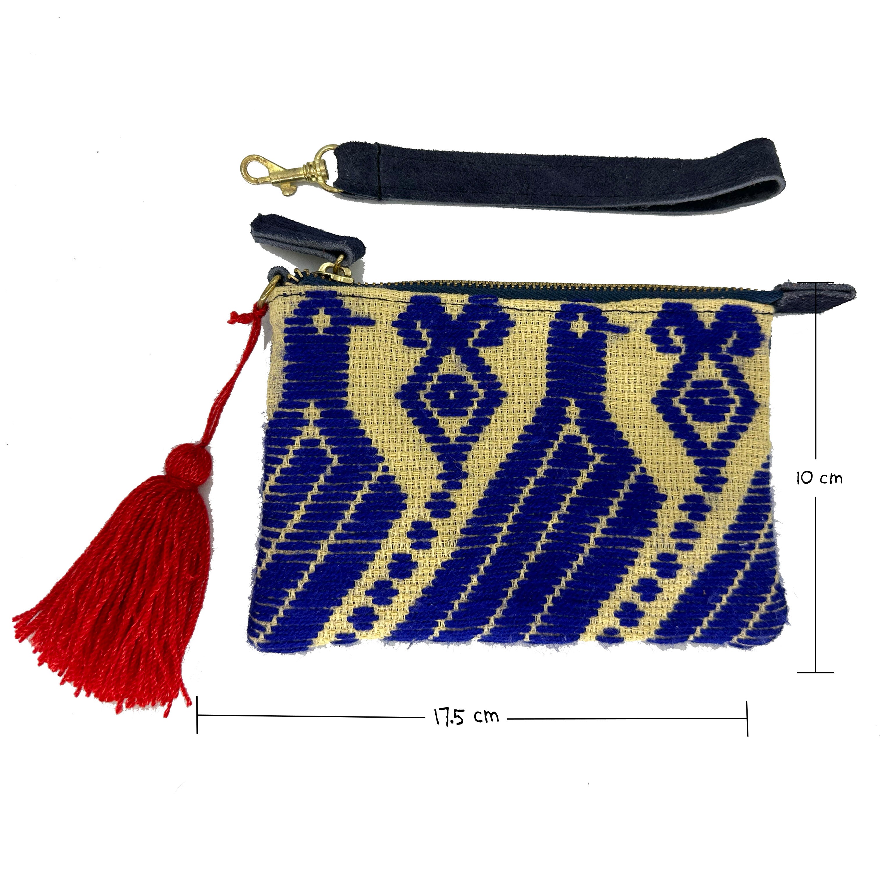Muñequera Bordado a Mano "Rosario" – Azul – Raízal
