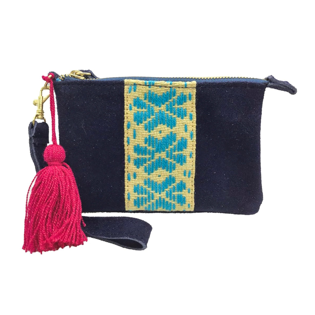 Muñequera Bordado a Mano "Rosario" – Azul – Raízal